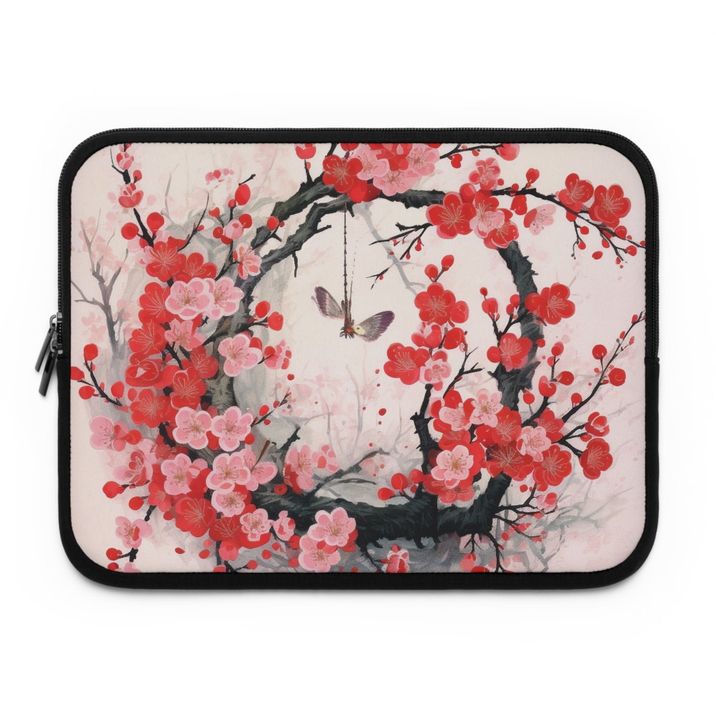 Cherry Blossom Delight: Laptop Sleeve Adorned with Intricate Flower Drawings and Artistry