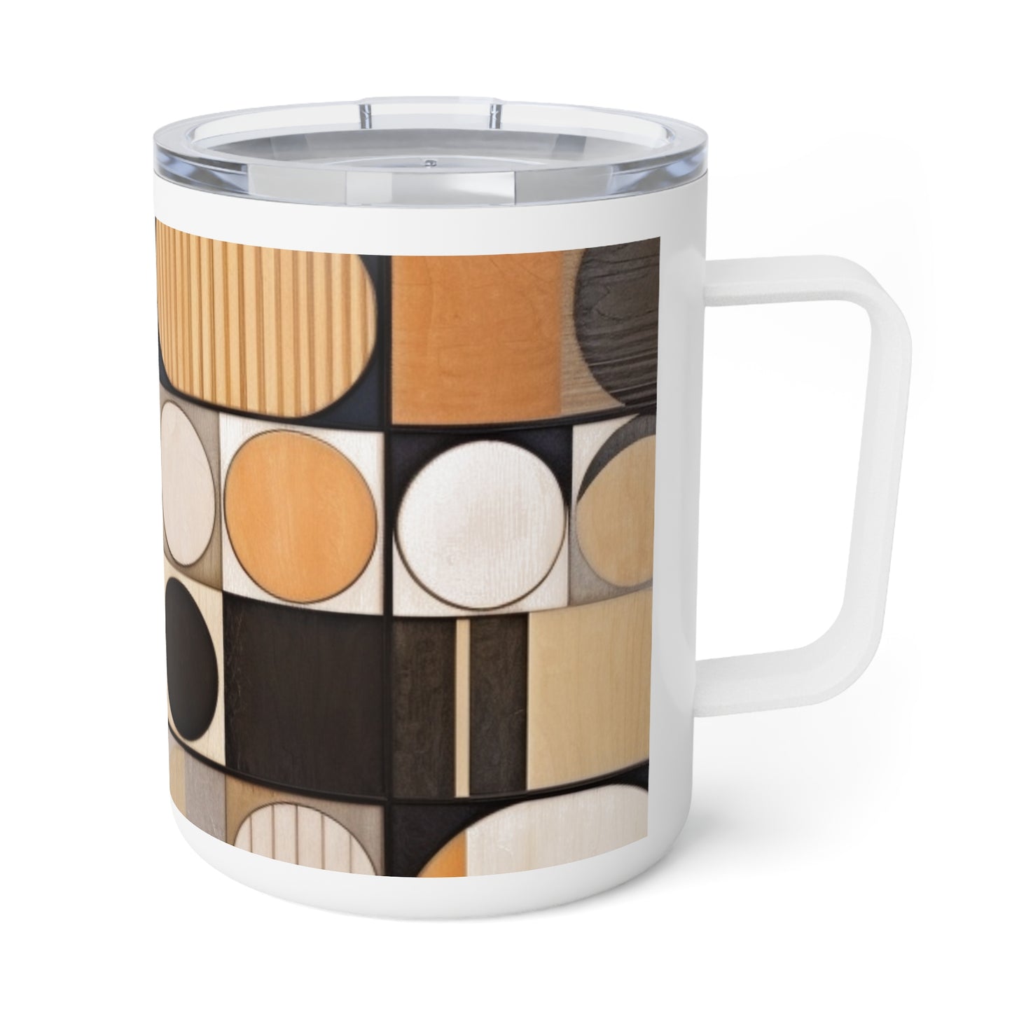 Mosaic Symmetry: Insulated Coffee Mug with Geometric Elegance