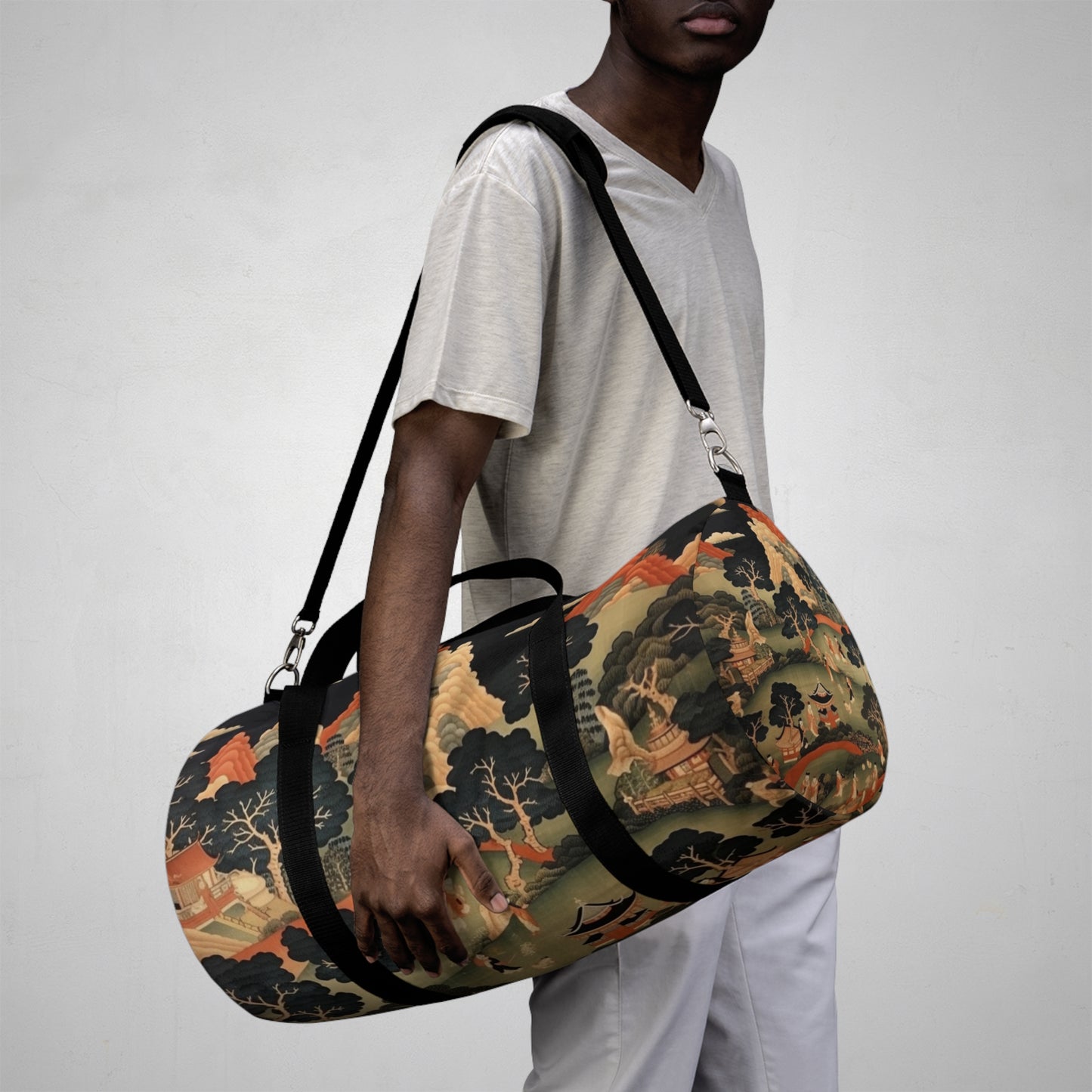 Tapestry Treasures: Japanese-inspired Duffel Bag for Art Lovers