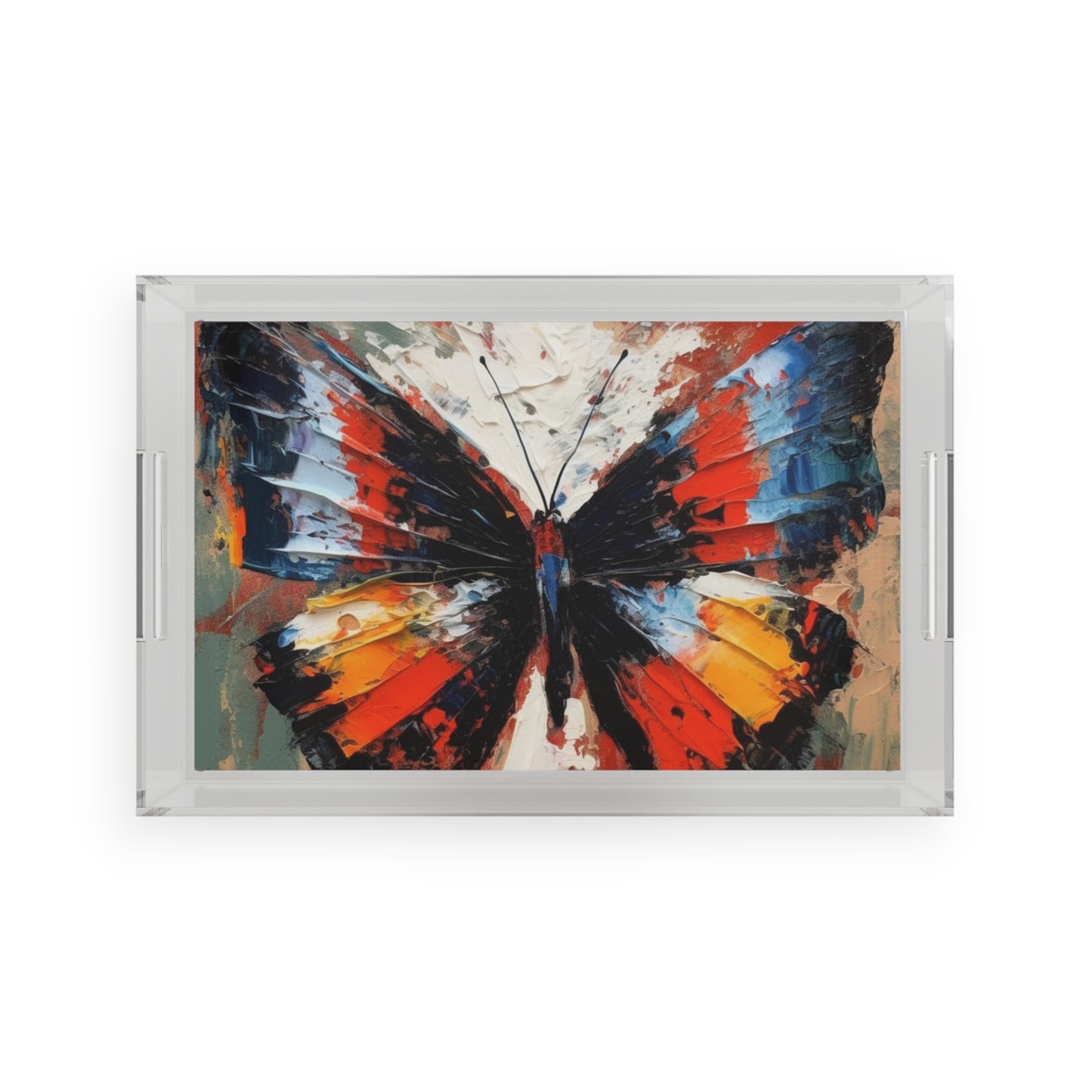 Acrylic Serving Tray with Bauhaus-Inspired Butterfly Drawing: A Harmonious Blend of Art and Functionality