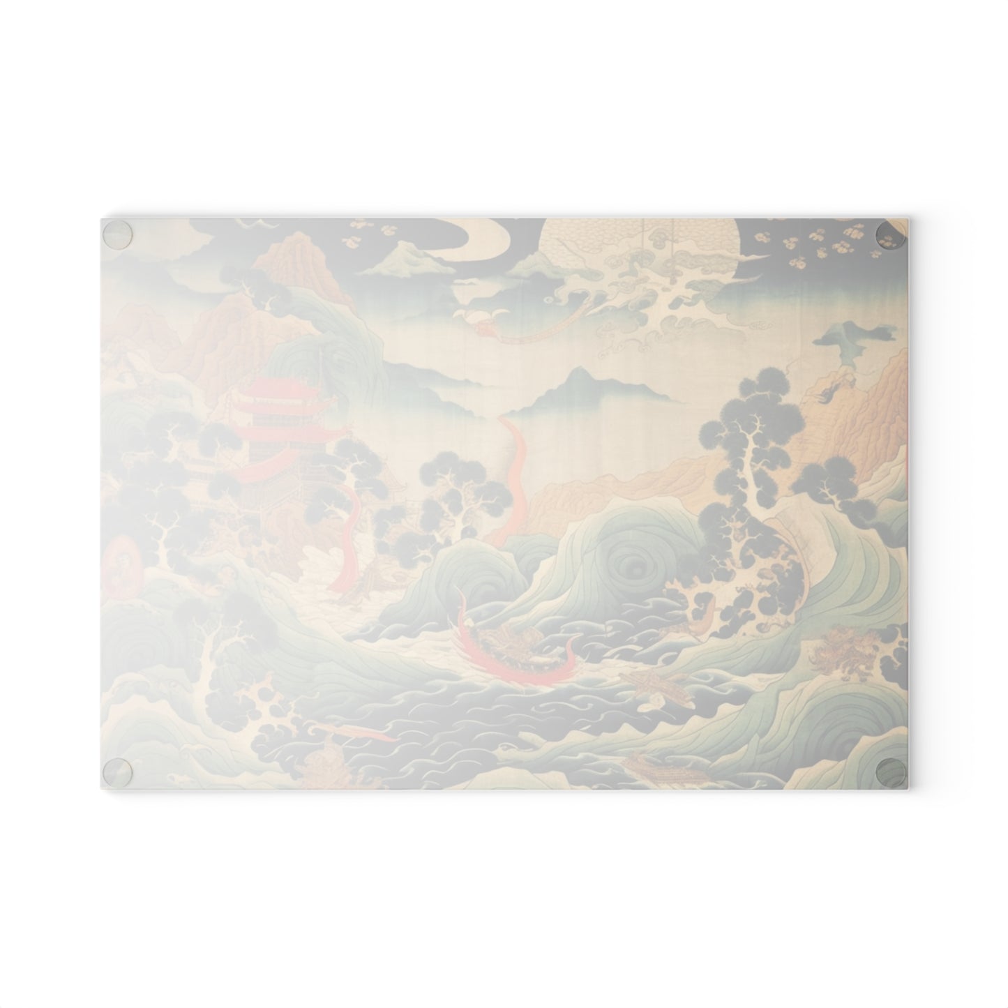 Harmony of the Elements: Japanese Tapestry-Inspired Glass Cutting Board