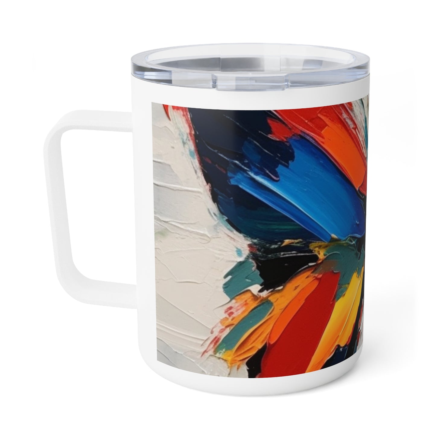 Abstract Insulated Coffee Mug for Art Lovers: Butterfly-Inspired Delight