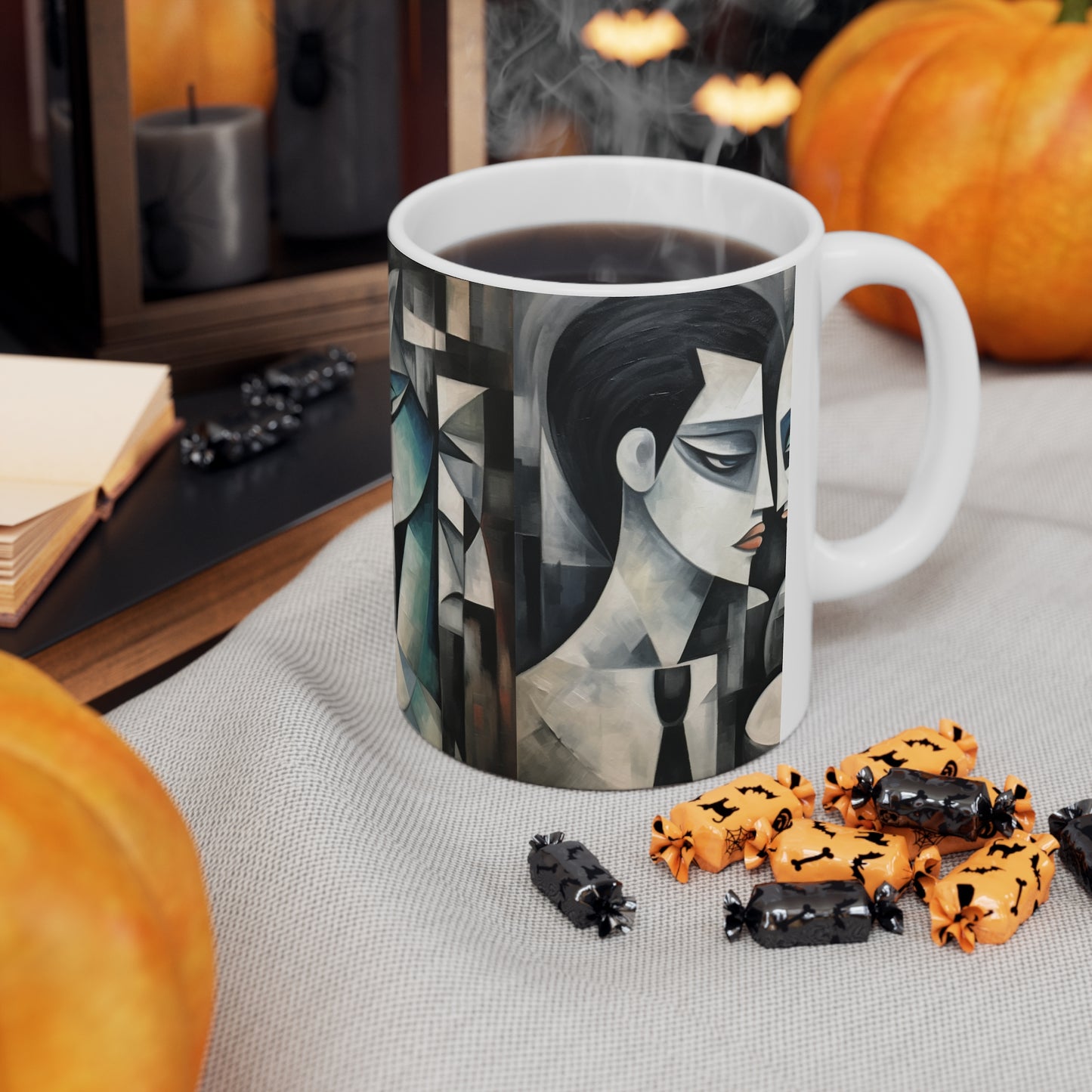 Ceramic Mug with Cubist Art: Artistic Finesse and Abstract Flair