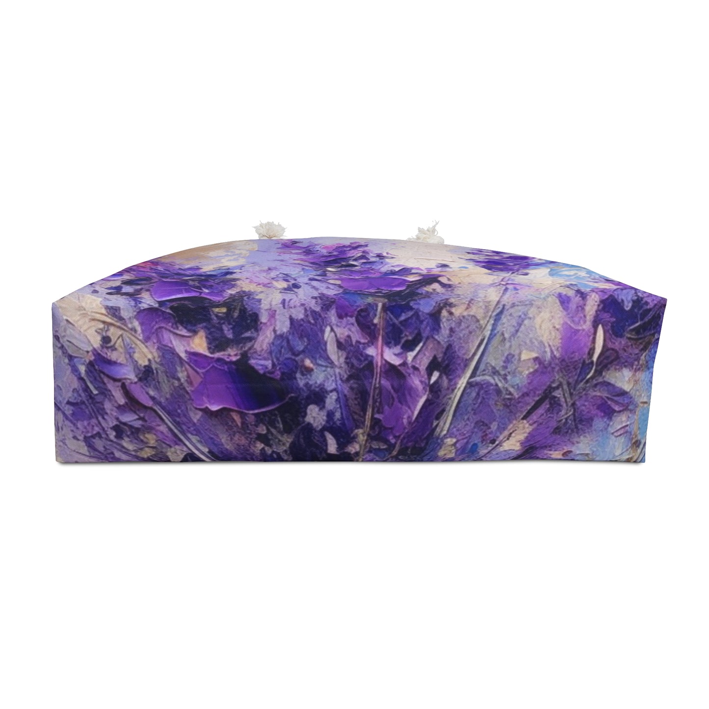 Vibrant Lavender Art on Weekender Bag: A Floral Delight for Your Senses