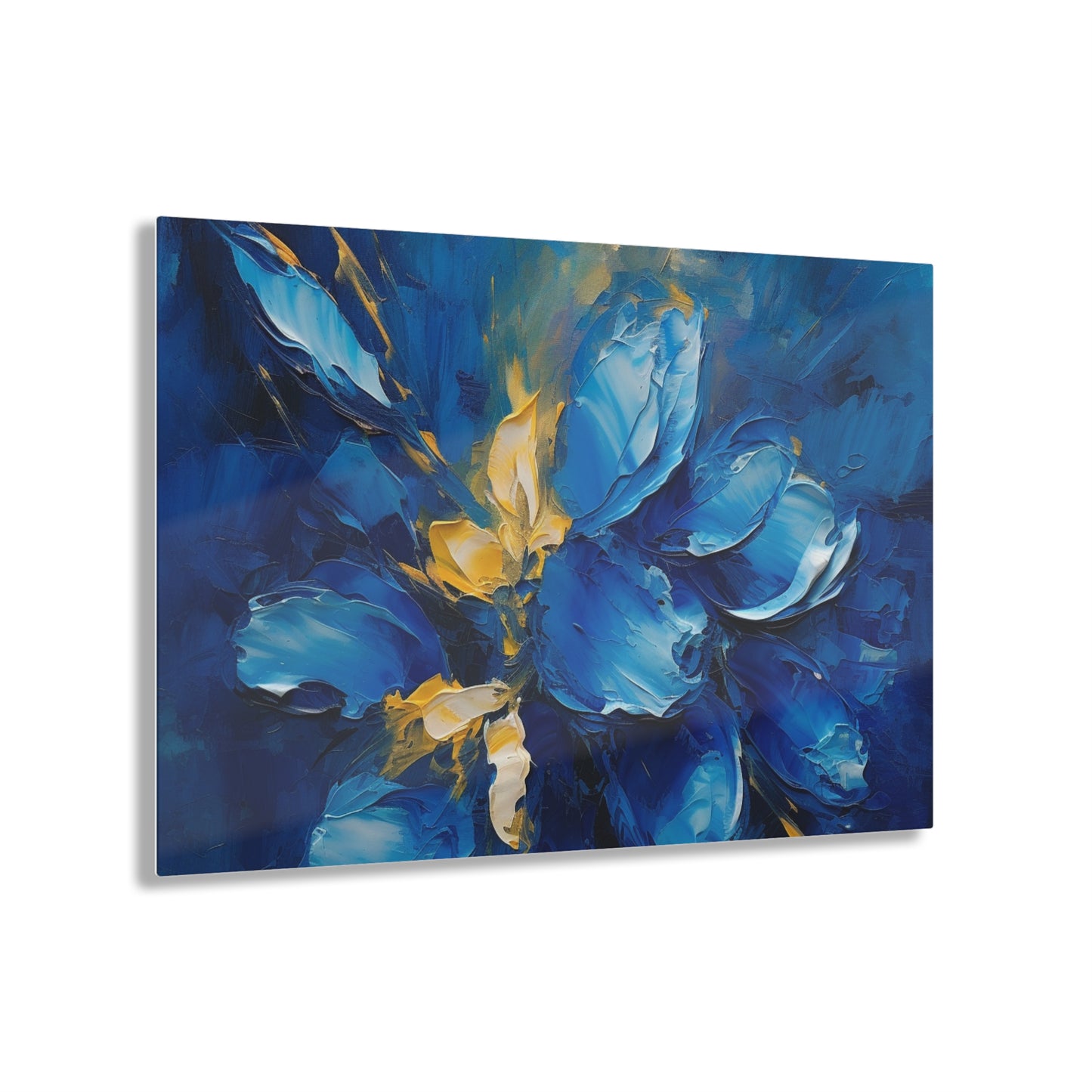 Abstract Wallpaper Acrylic Prints: Immersive Floral Beauty with Blue Orchid Motif
