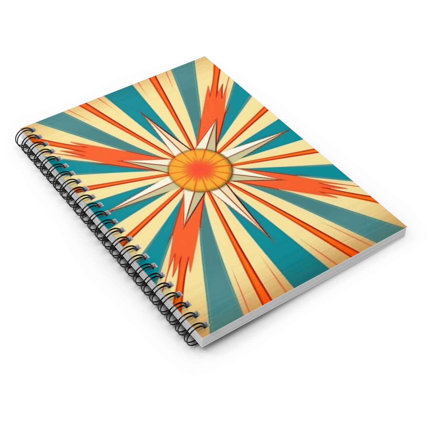 Vintage Chic: Starburst Candy Colored Spiral Notebook Ruled with Atomic Age Design