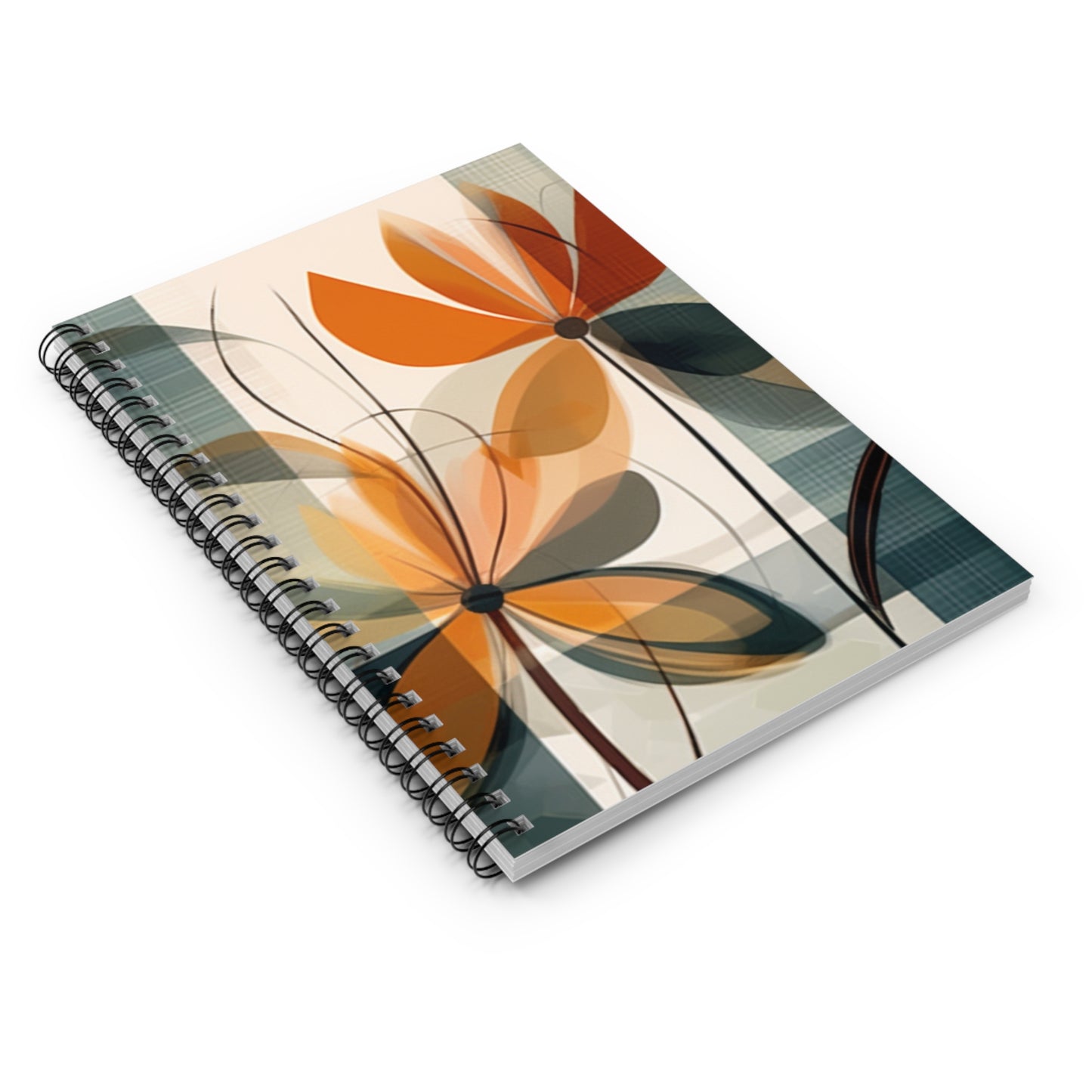Abstract Floral Harmony: Flower Drawings and Modern Artistry on a Spiral Notebook