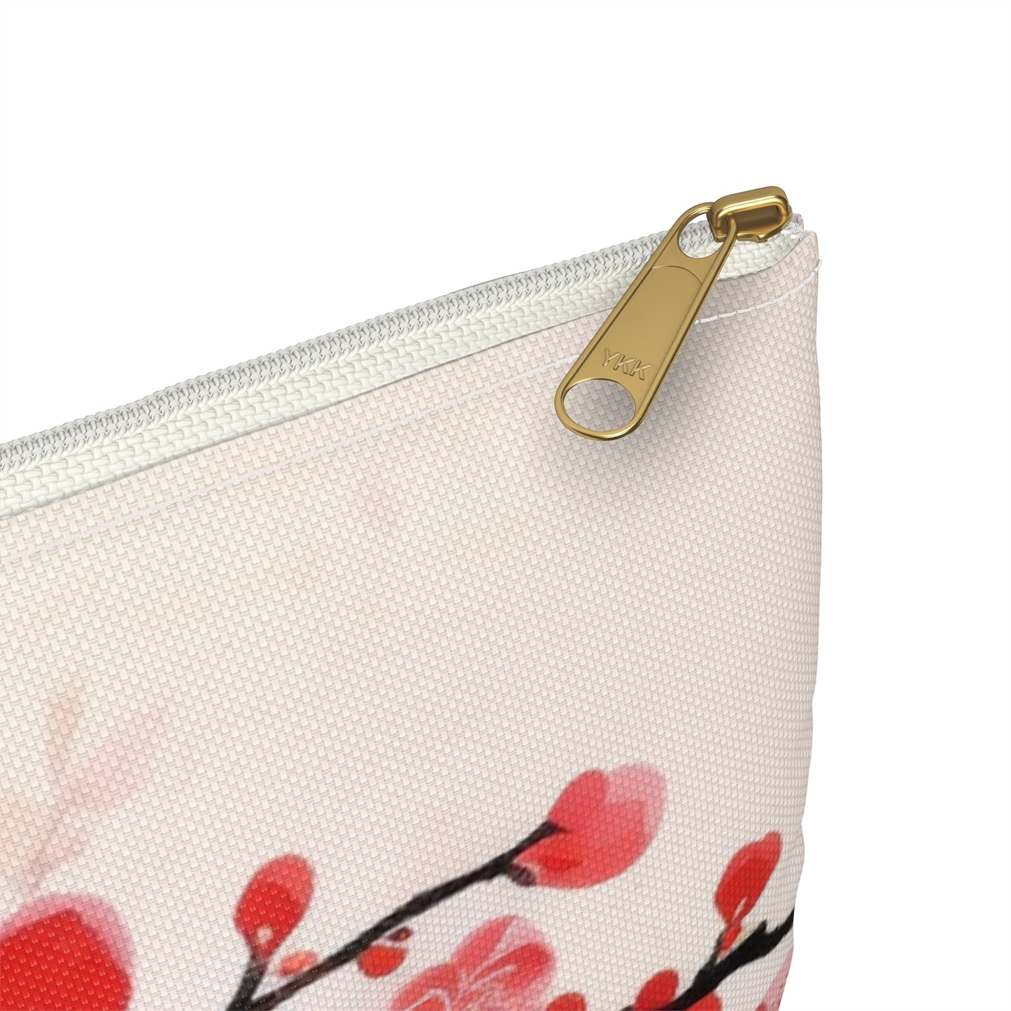 Cherry Blossom Delight: Accessory Pouch Adorned with Intricate Flower Drawings and Artistry