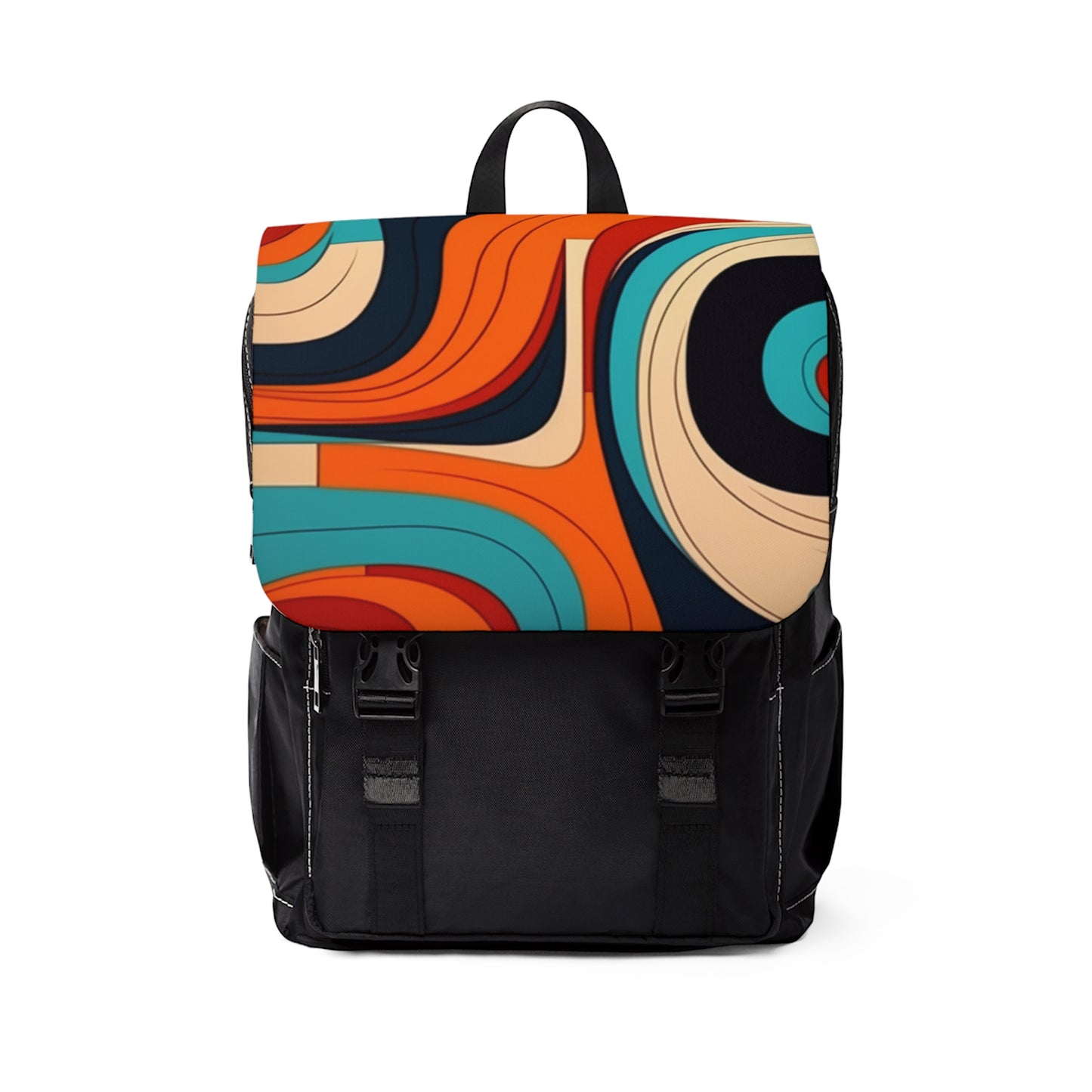 Midcentury Abstractions: Abstract-Inspired Unisex Casual Shoulder Backpack for Atomic Age Design