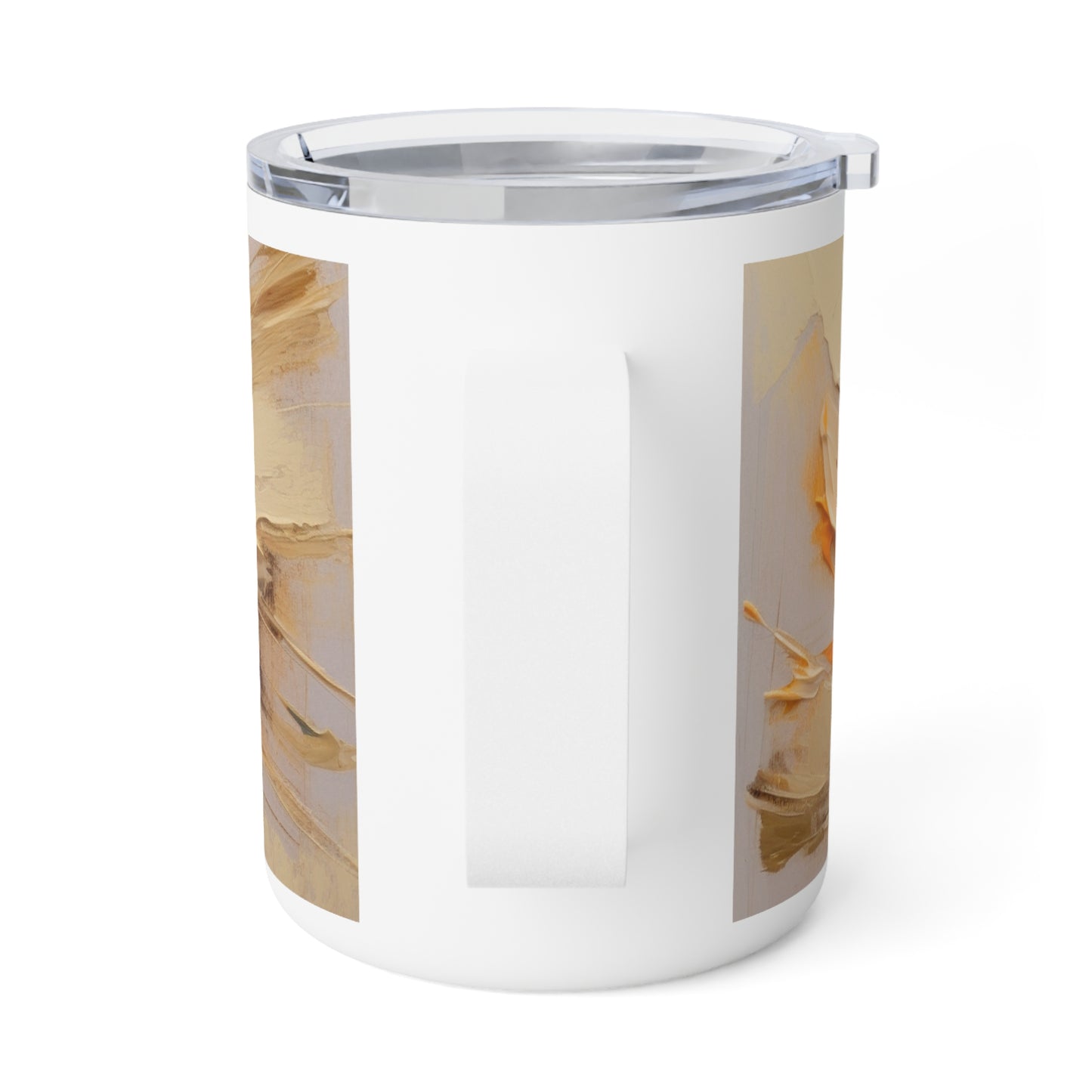 A Brush of Nature's Elegance: Insulated Coffee Mug for Artistic Flower Lovers