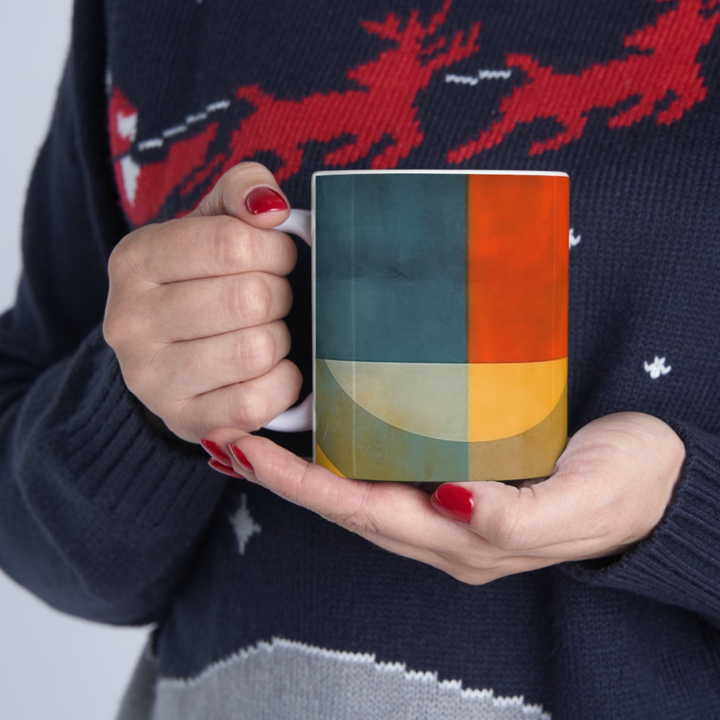 Sleek Geometric Style: Midcentury Modern Mug with Abstract Geometric Art