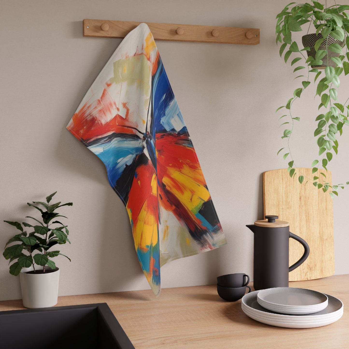 Brush Strokes of Butterfly Splendor: Kitchen Towel for Artistic Inspiration