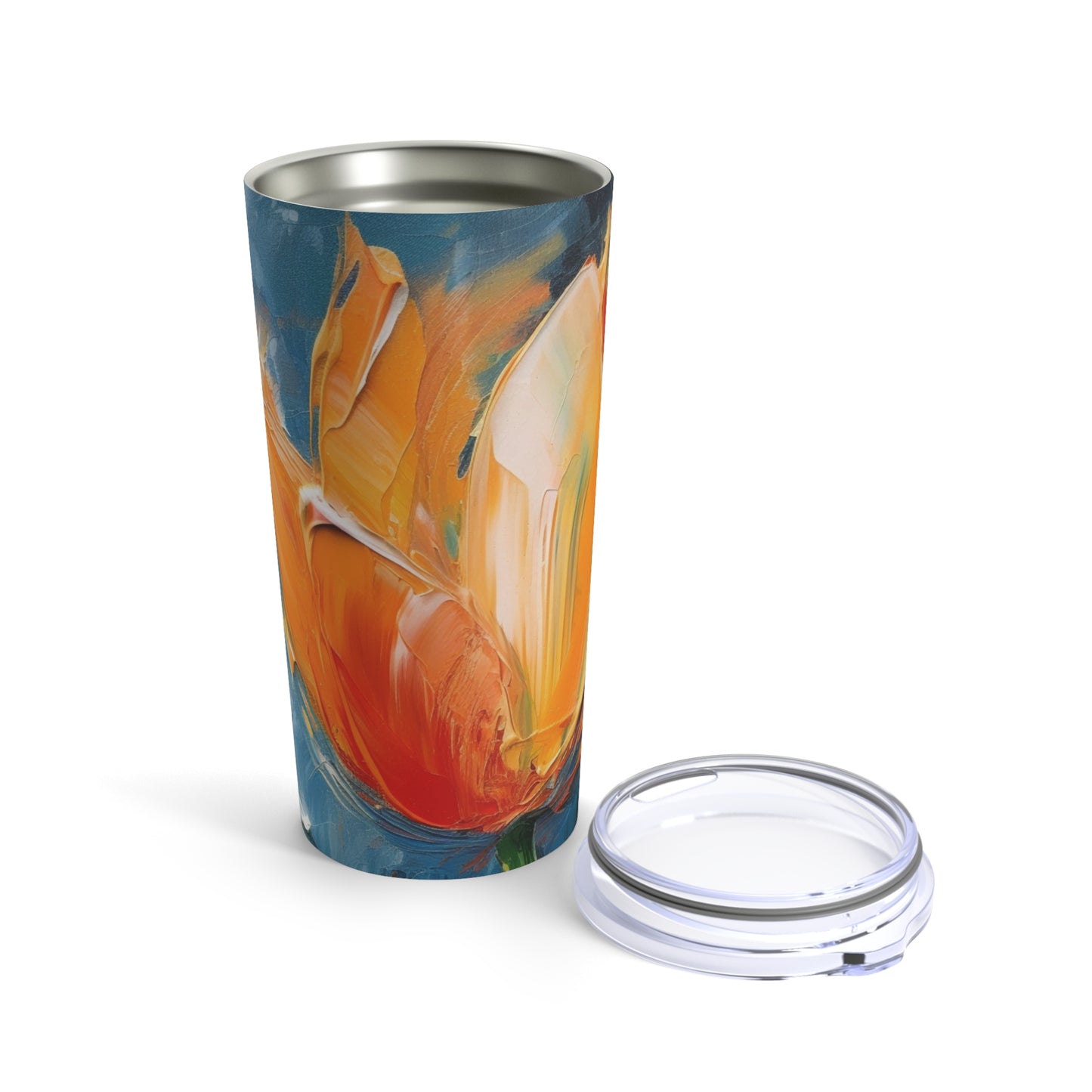 Orange Tulip Magic on Tumbler: A Blossoming Artistic Delight