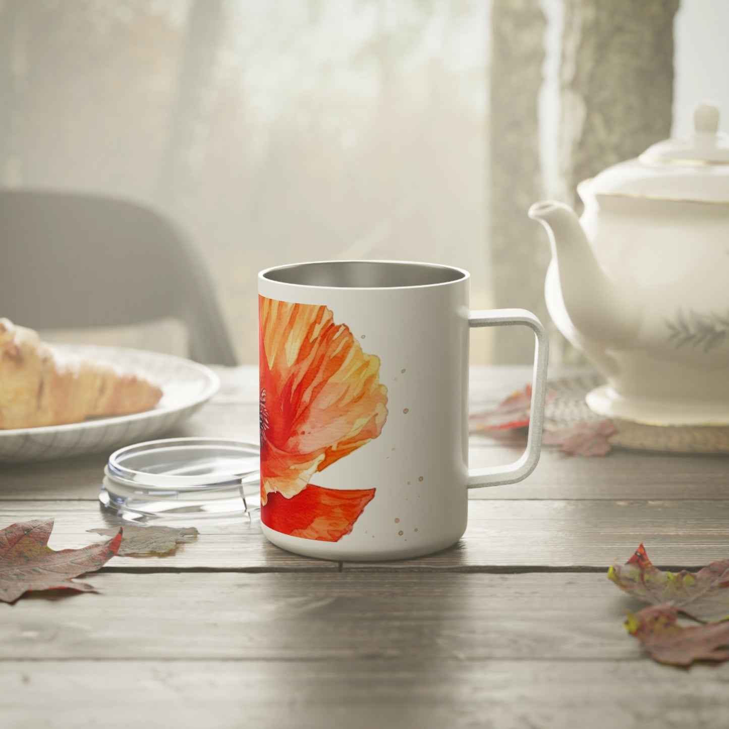 Watercolor Poppy Garden Insulated Coffee Mug: Unleash the Beauty of Nature