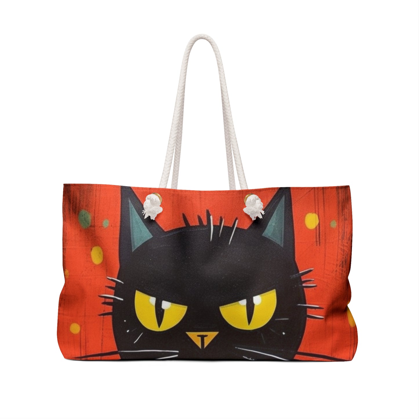 Fashionably Retro Feline: Midcentury Modern Weekender Bag with a Vintage Cat-Inspired Flair