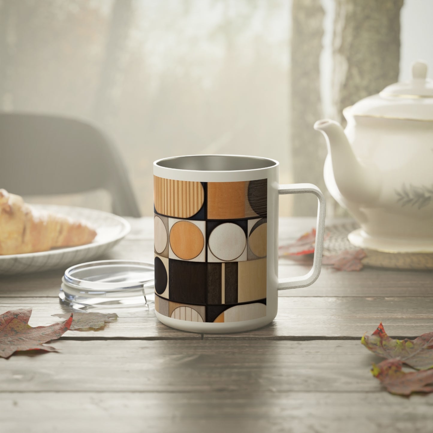 Mosaic Symmetry: Insulated Coffee Mug with Geometric Elegance