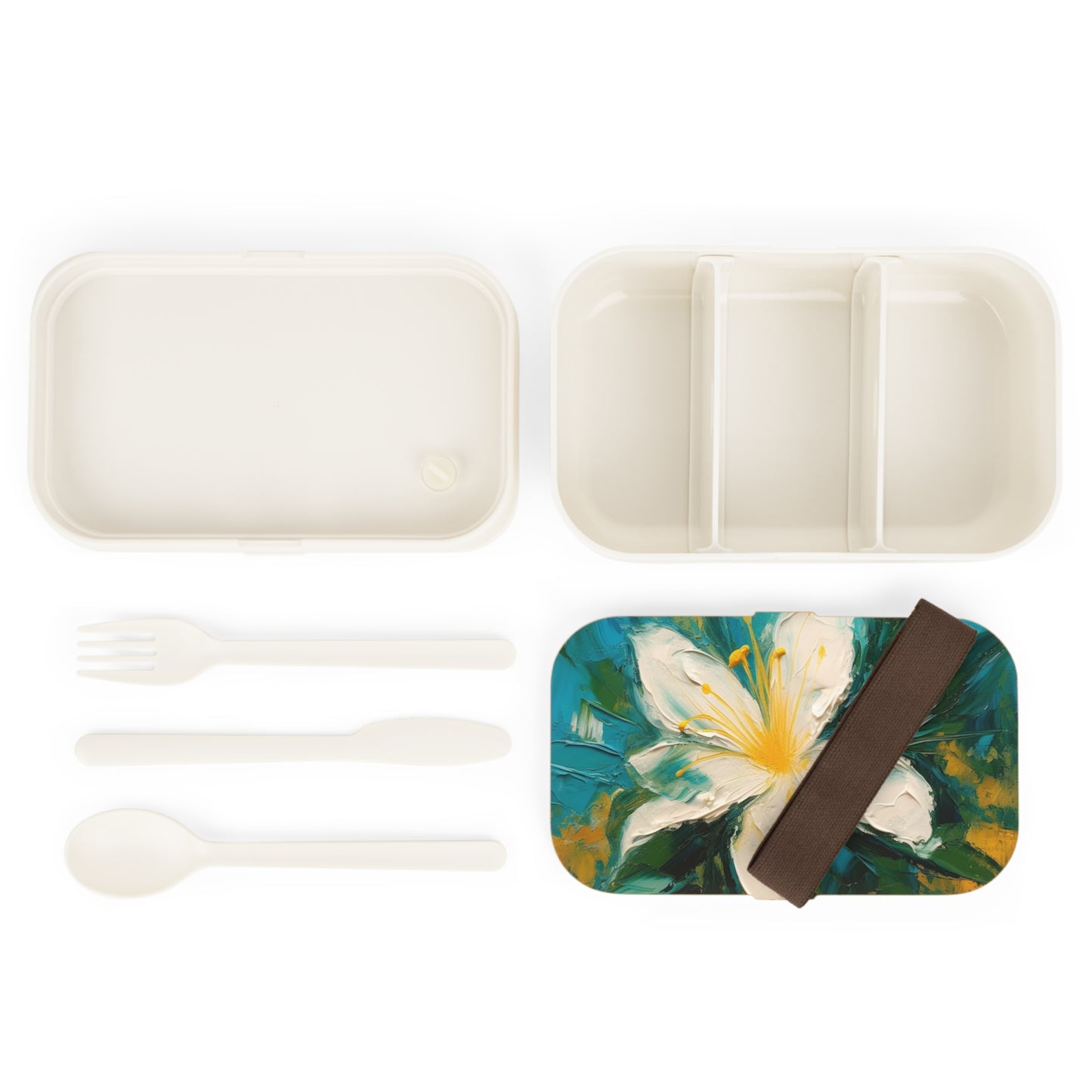 Floral Symphony: Bento Box featuring an Abstract Oil Painting of Jasmine