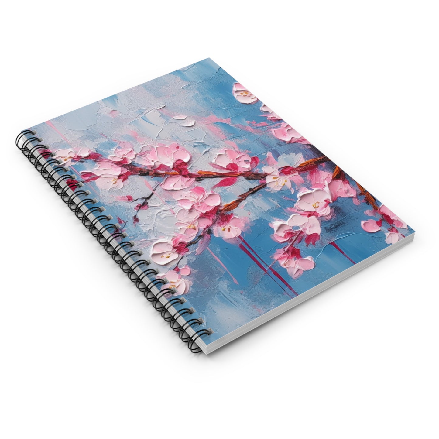 Spiral Notebook with Abstract Cherry Blossom Drawing