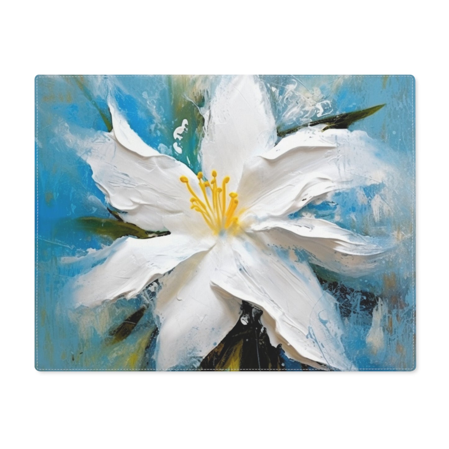 Ethereal Elegance: Placemat featuring an Abstract Oil Painting of Jasmine