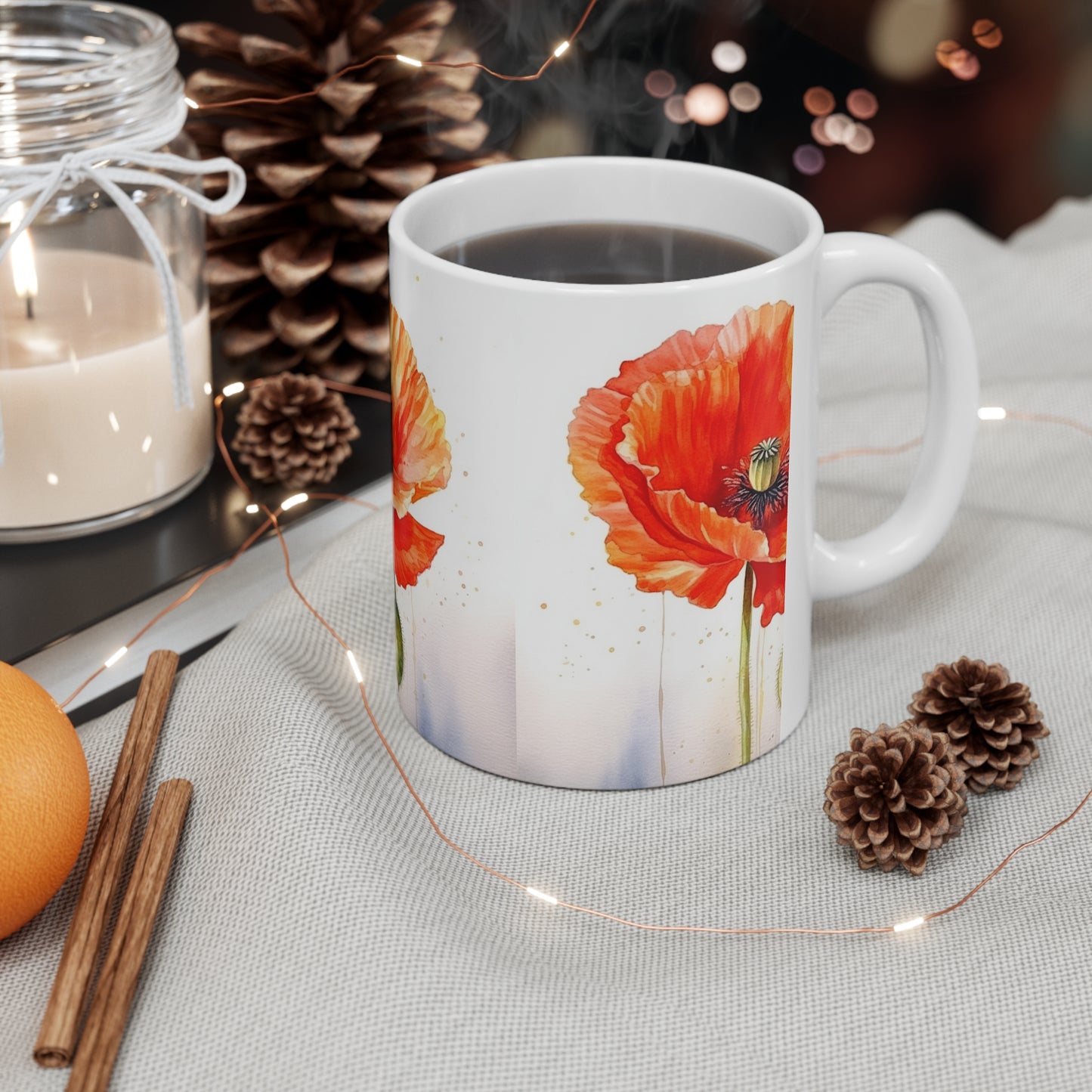 Indulge in Artistic Sips with Watercolor Flower Drawings Ceramic Mug