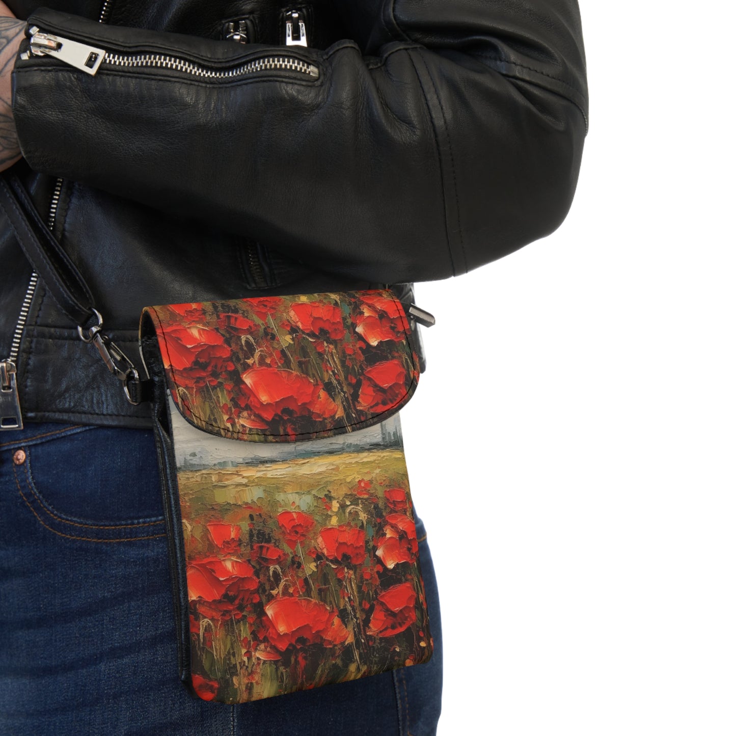 Abstract Poppy Fields: Small Cell Phone Wallet for Artistic Inspiration