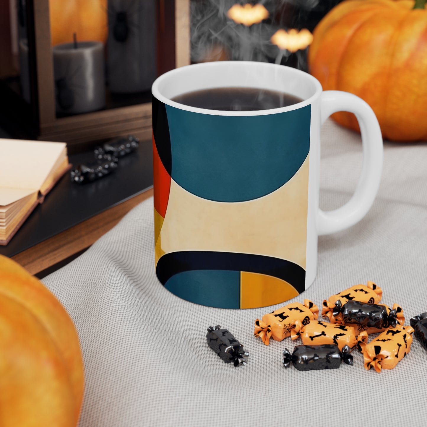 Sleek Geometric Style: Midcentury Modern Mug with Abstract Geometric Art