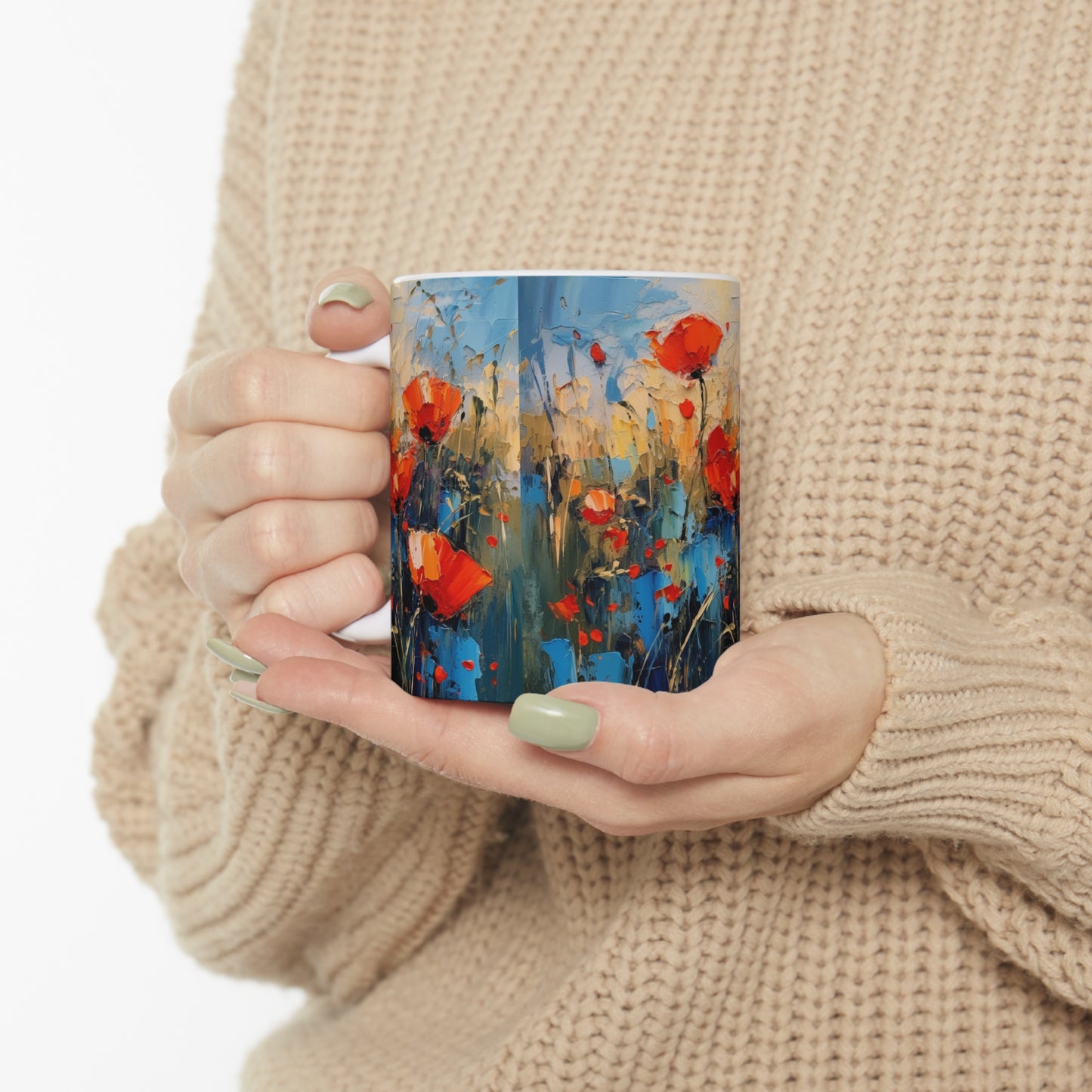 Poppy Dreams in Ceramic: A Serene Garden for Your Tea Time