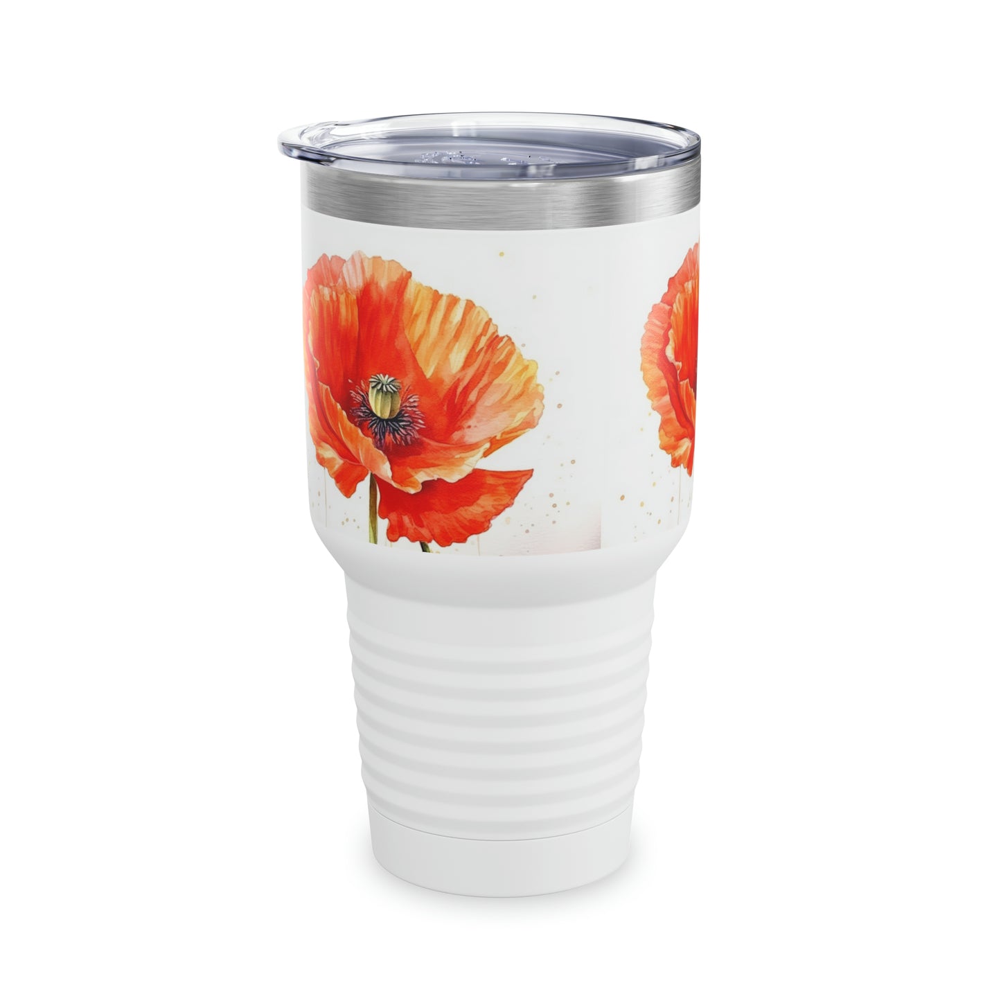 Vibrant Poppies: Ringneck Tumbler with Watercolor Floral Elegance
