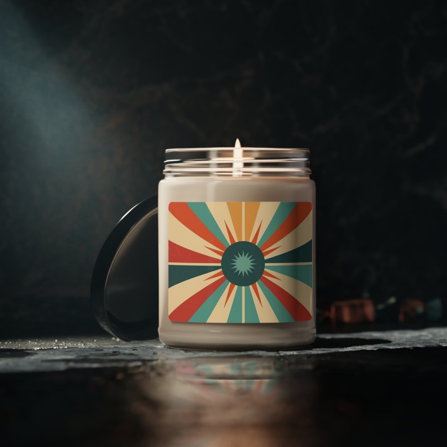 Swinging Starburst: 1960s Fashion-inspired Soy Candle in Candy Colors