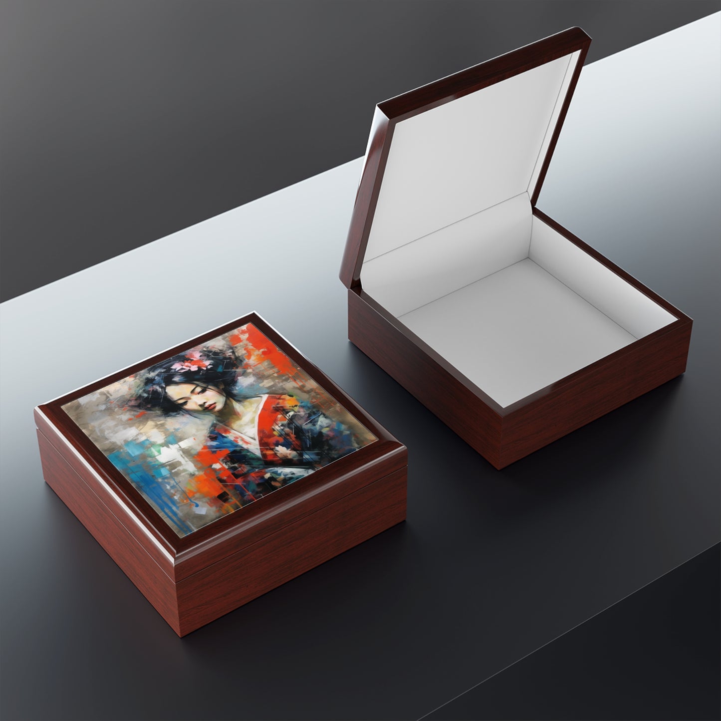 Jewelry Box with Geisha Art: Sip in Style with Japanese Artistic Flair