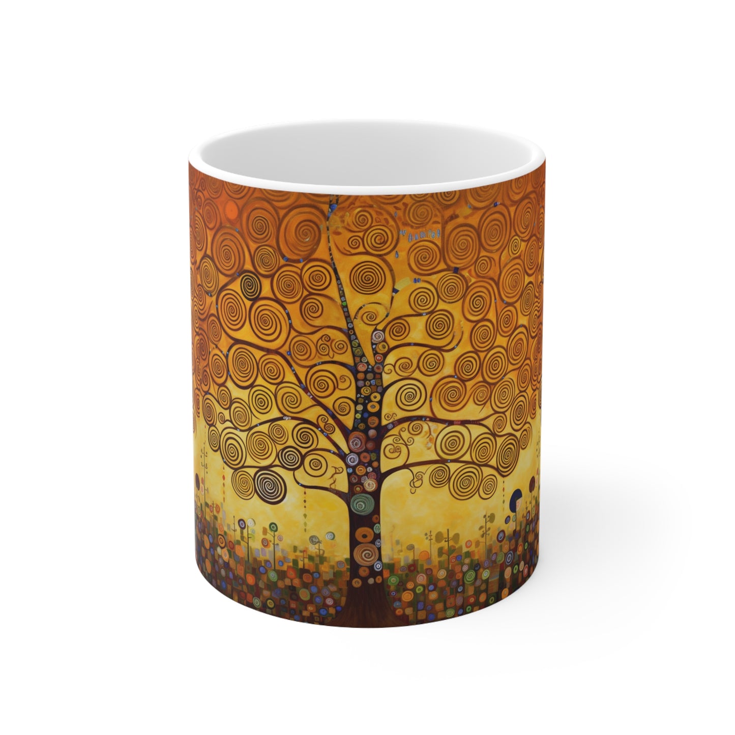 Symbolic Harmony: Gustav Klimt Tree of Life Ceramic Mug, Embrace Artistic Elegance