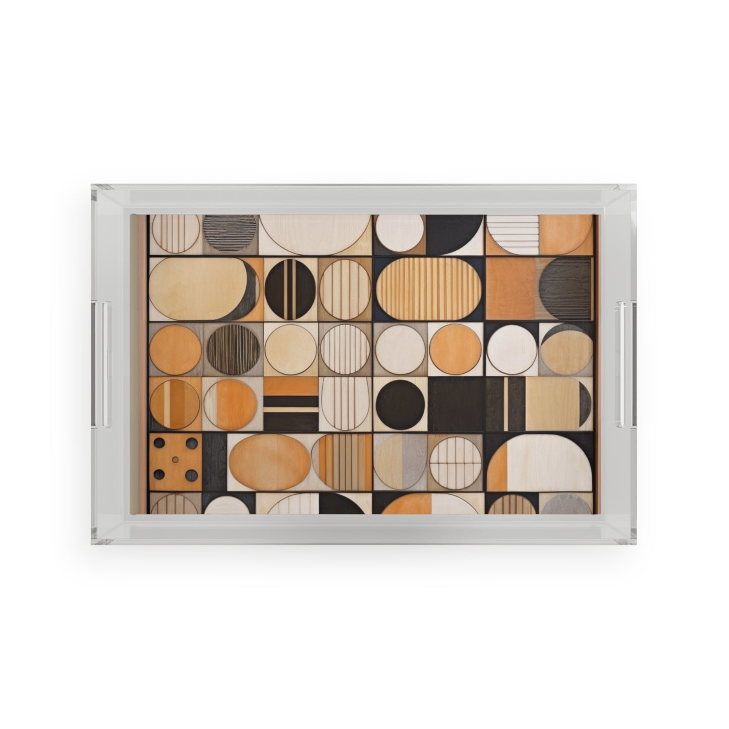 Mosaic Elegance: Acrylic Serving Tray Inspired by Circular Canvas Art