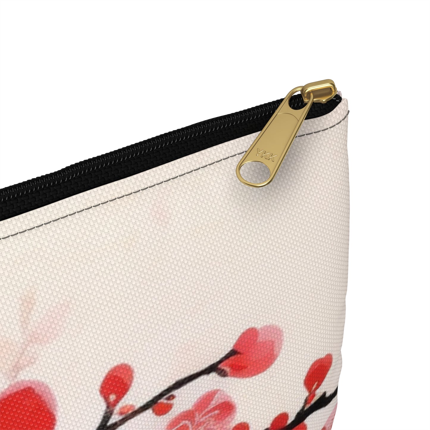 Cherry Blossom Delight: Accessory Pouch Adorned with Intricate Flower Drawings and Artistry