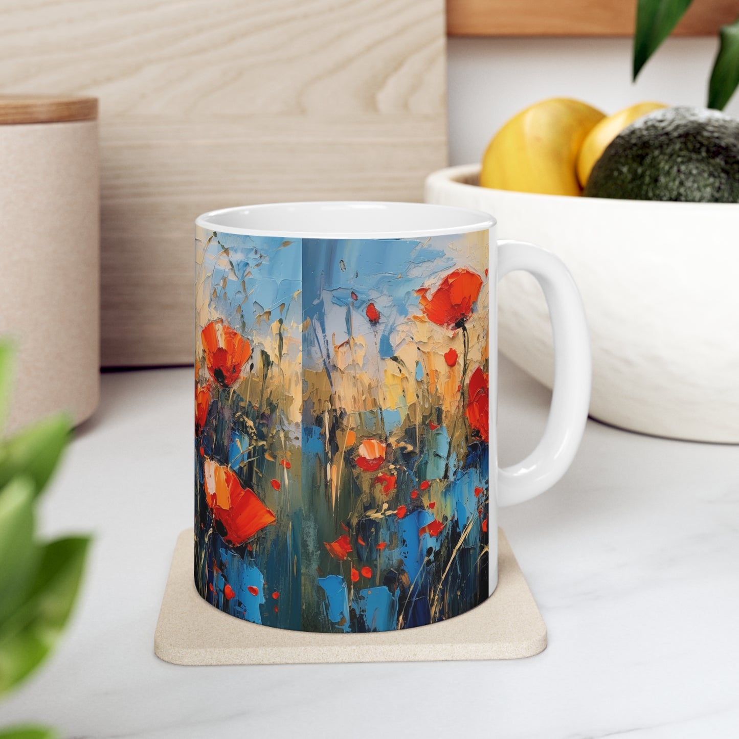 Poppy Dreams in Ceramic: A Serene Garden for Your Tea Time