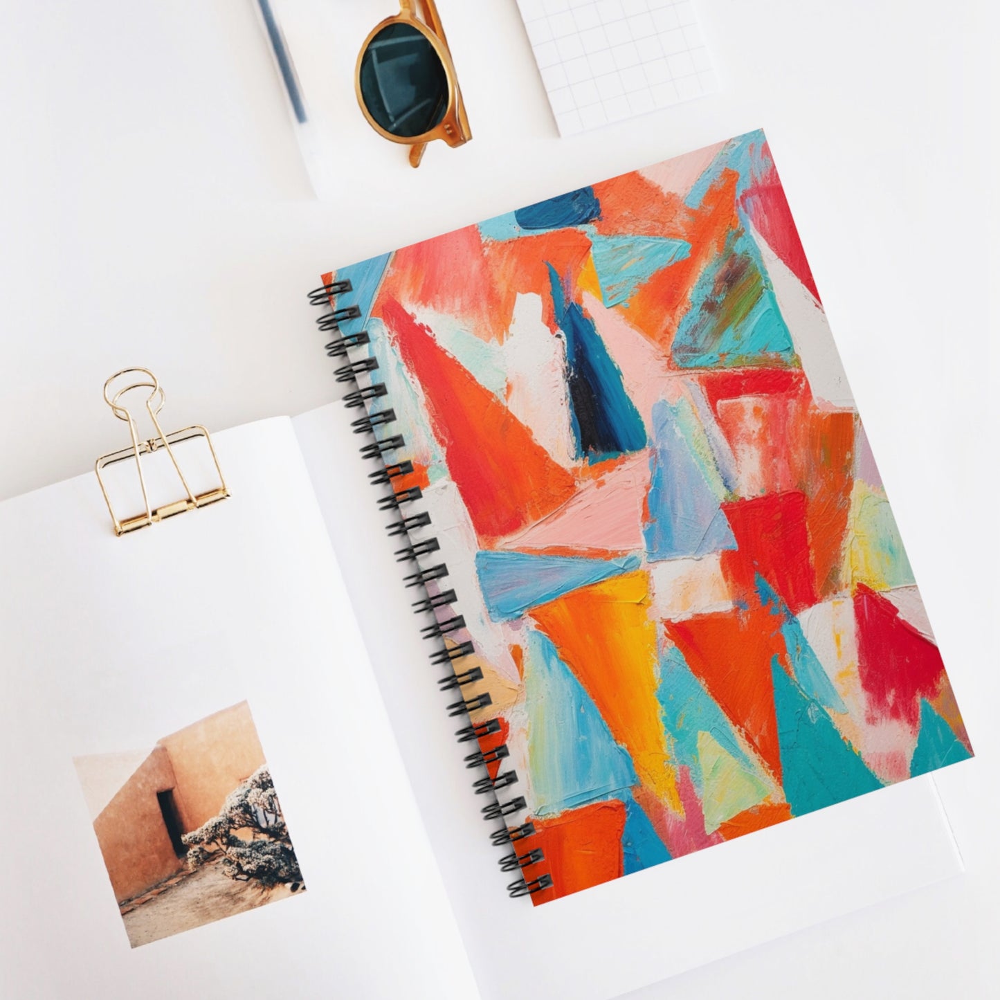 Energetic Brushstrokes: Triangle Canvas Notebook