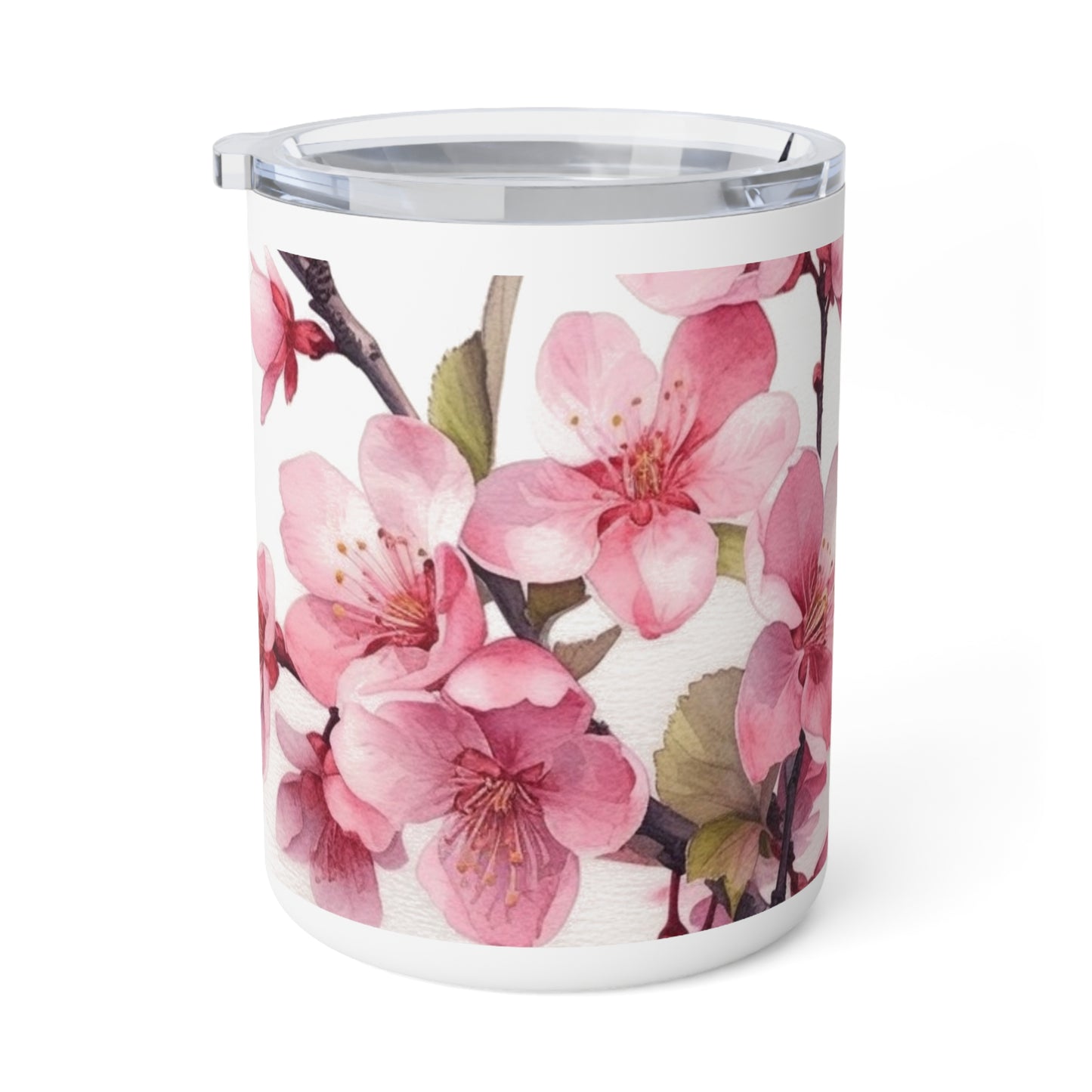 Artistic Flourish: Floral Watercolor Cherry Blossom Insulated Coffee Mug