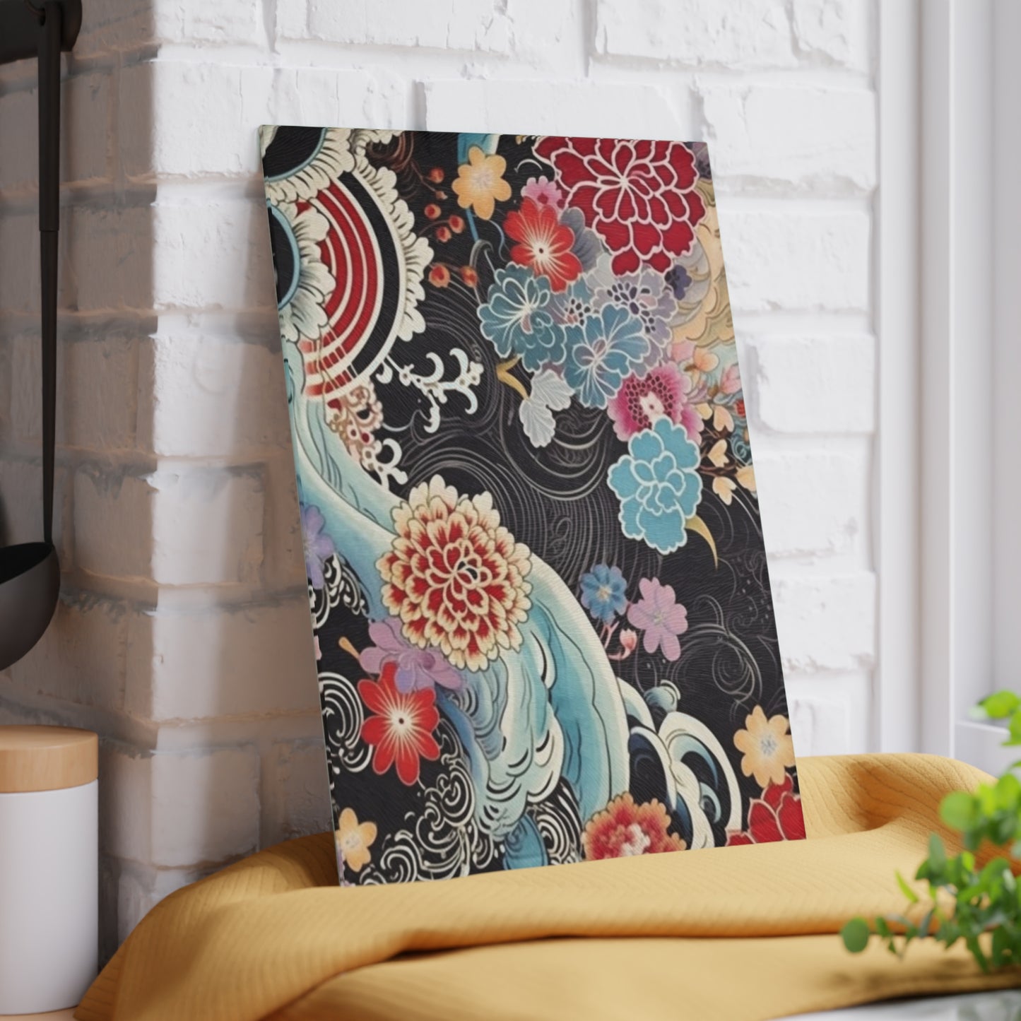 Authentic Japanese Kimono Glass Cutting Board: Embrace Tradition