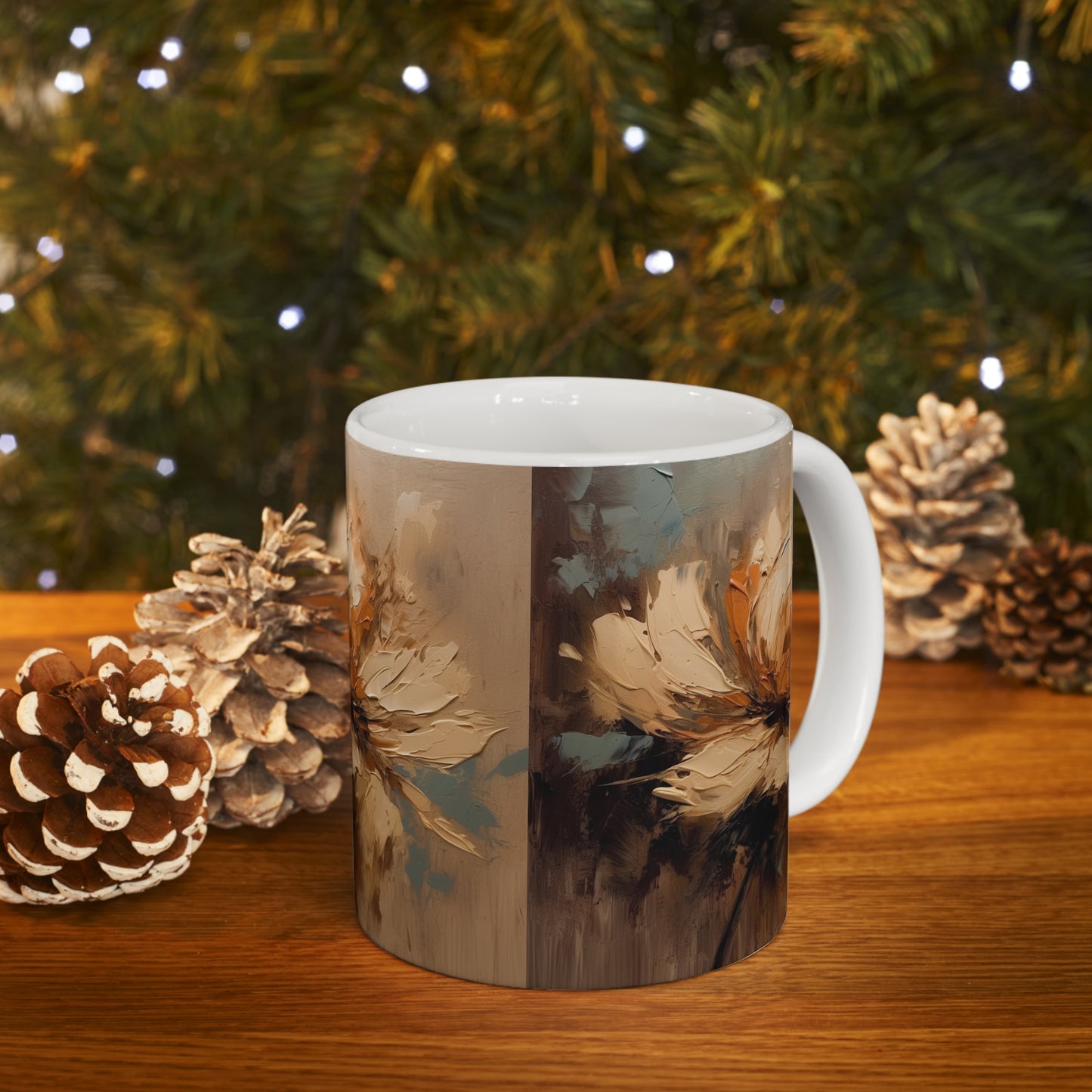 Ceramic Mug with Abstract Tan Hua Drawing: A Harmonious Blend of Art and Functionality