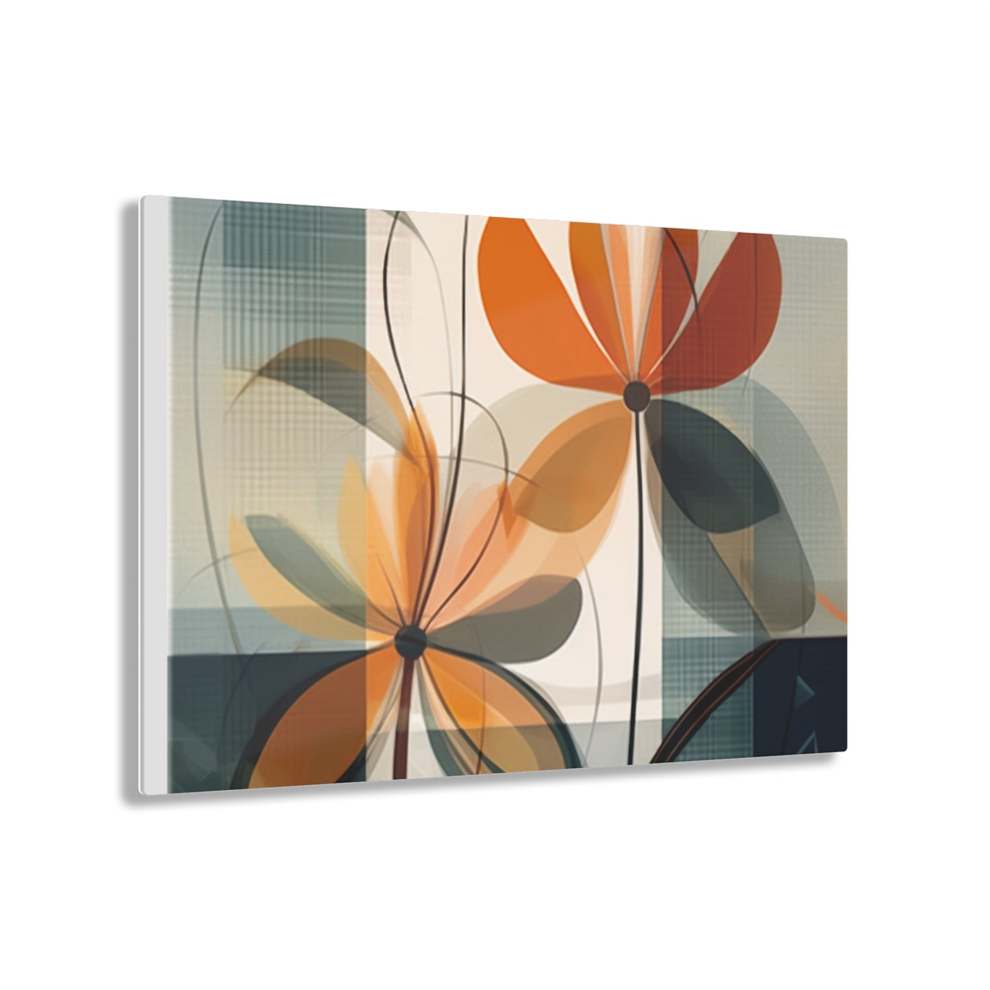 Botanical Chic: Flower Drawings and Minimalist Acrylic Prints Design with Midcentury Flair