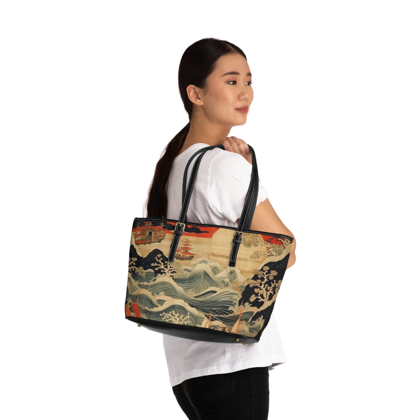 Artistic Fusion - Where Japanese Tapestry Meets the Perfect PU Leather Shoulder Bag