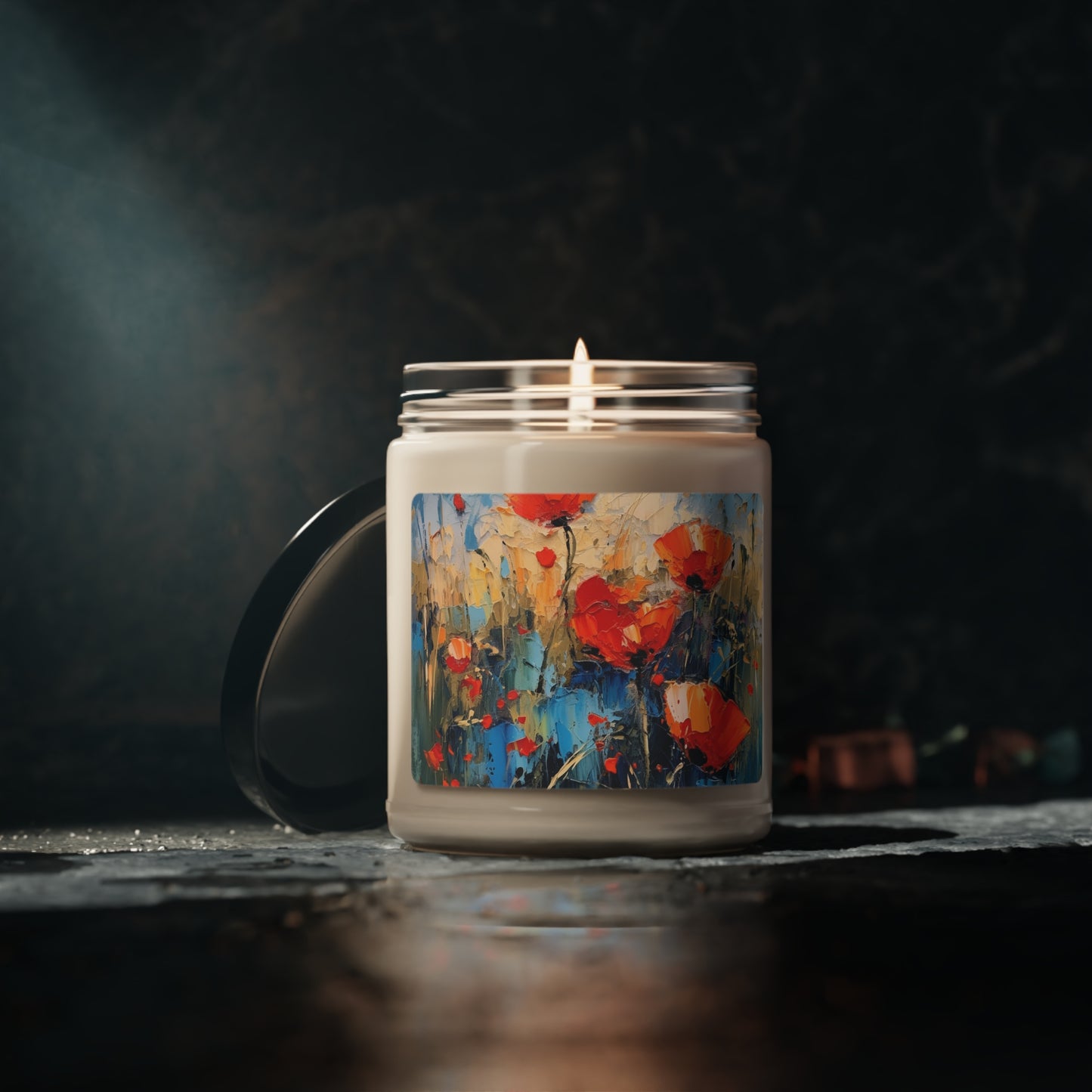 Scented Soy Candle Paradise: Abstract Poppy Artwork and Flower Drawings