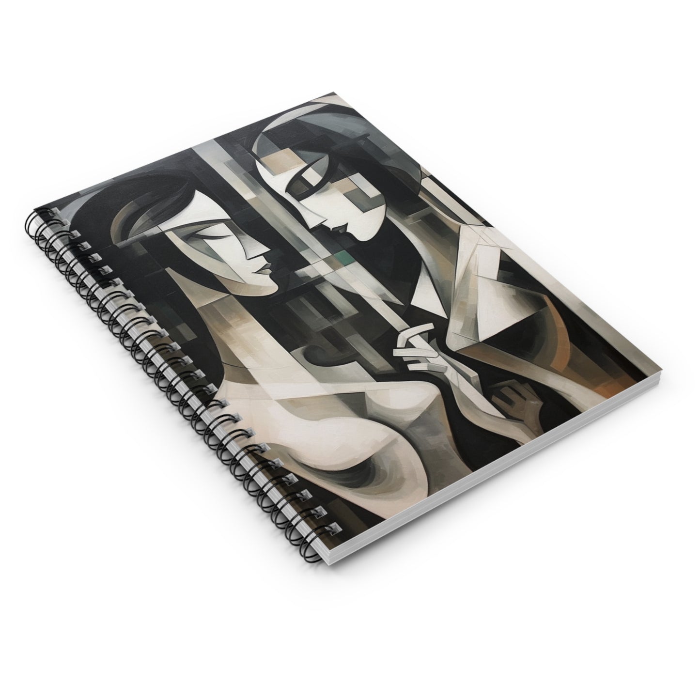 Spiral Notebook with Cubist Woman Painting: Brush Strokes of Bold Creativity