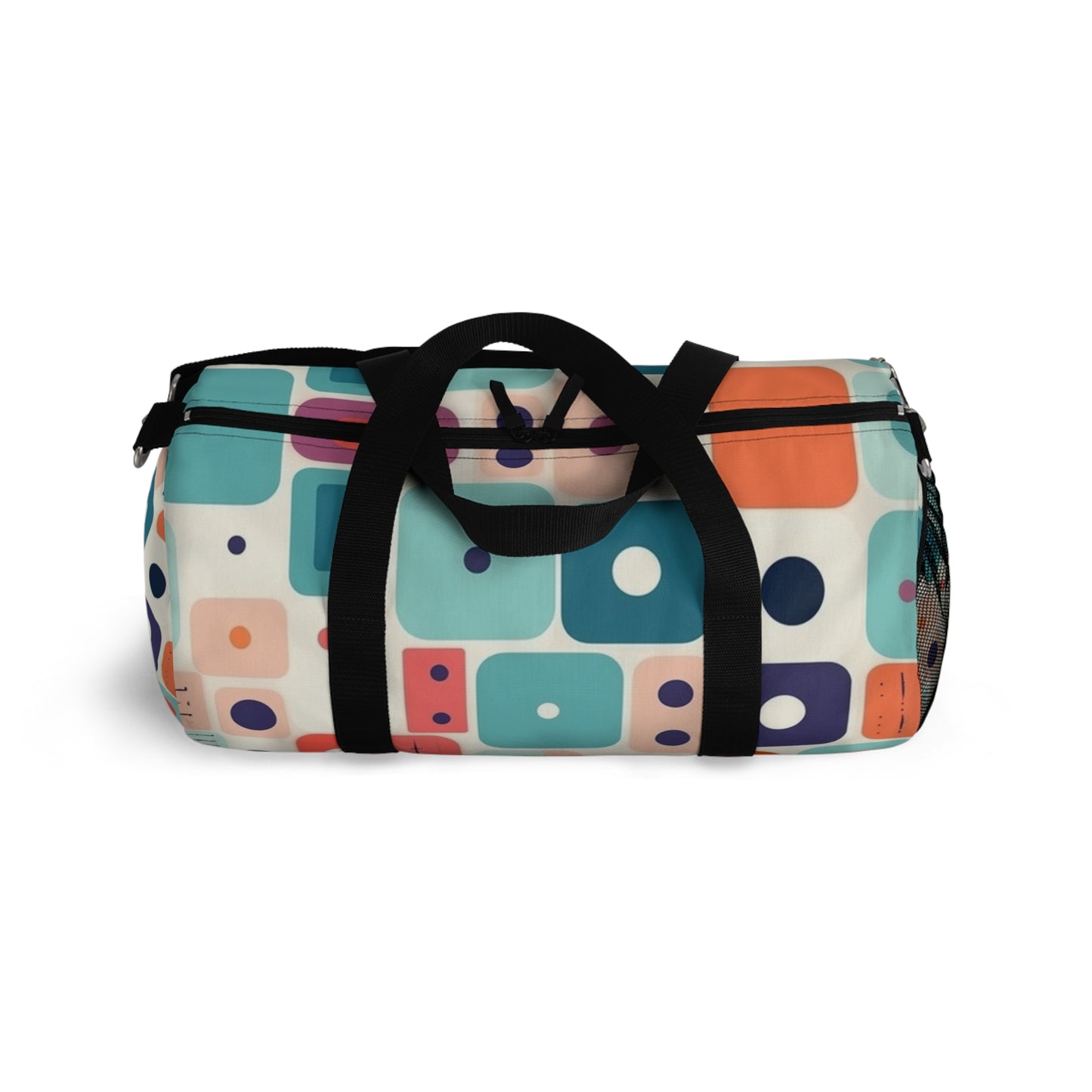 Retro Chic: Atomic Age-Inspired Duffel Bag with Midcentury Modern Design and 1960s Fashion