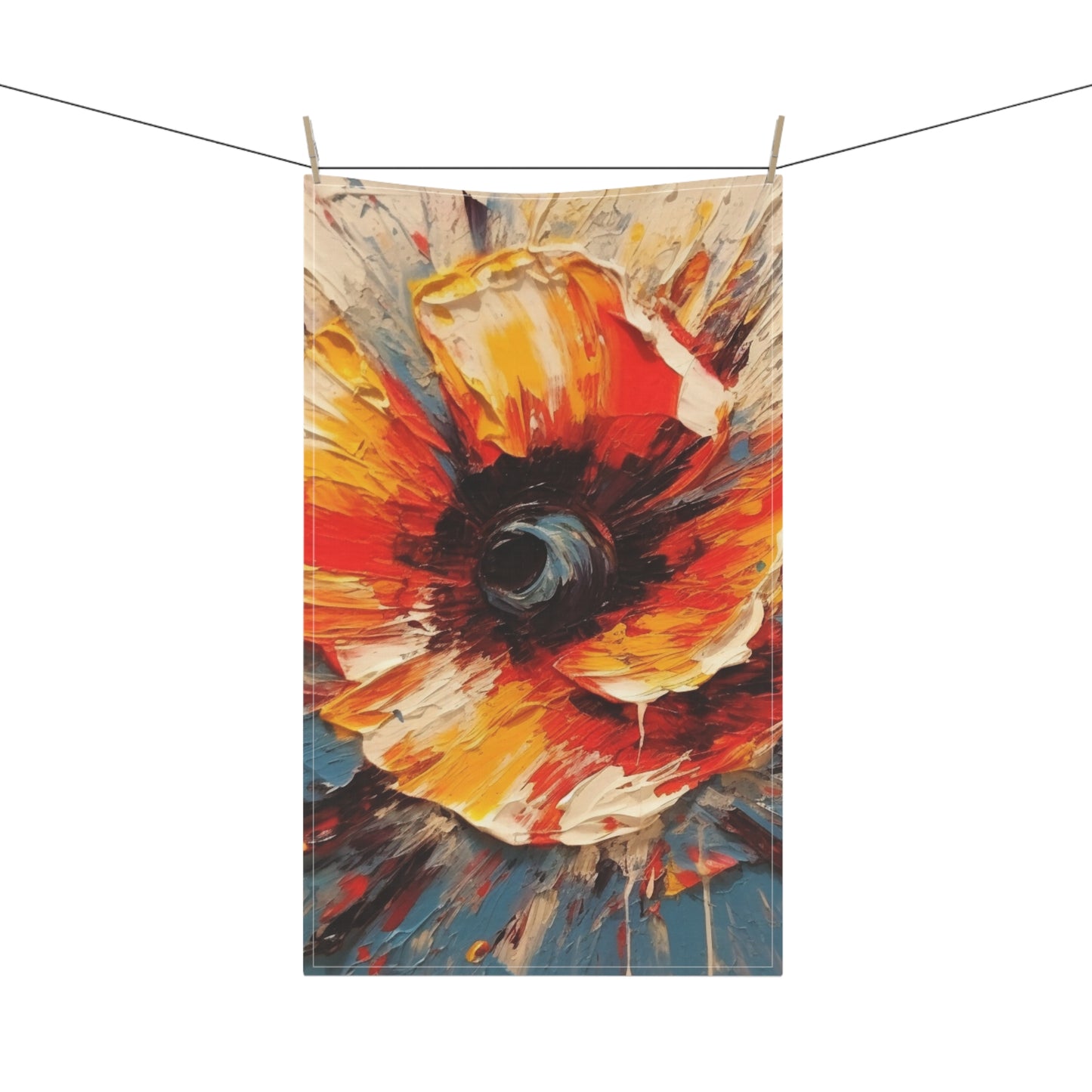 Poppy Symphony: Kitchen Towel with Abstract Floral Artwork
