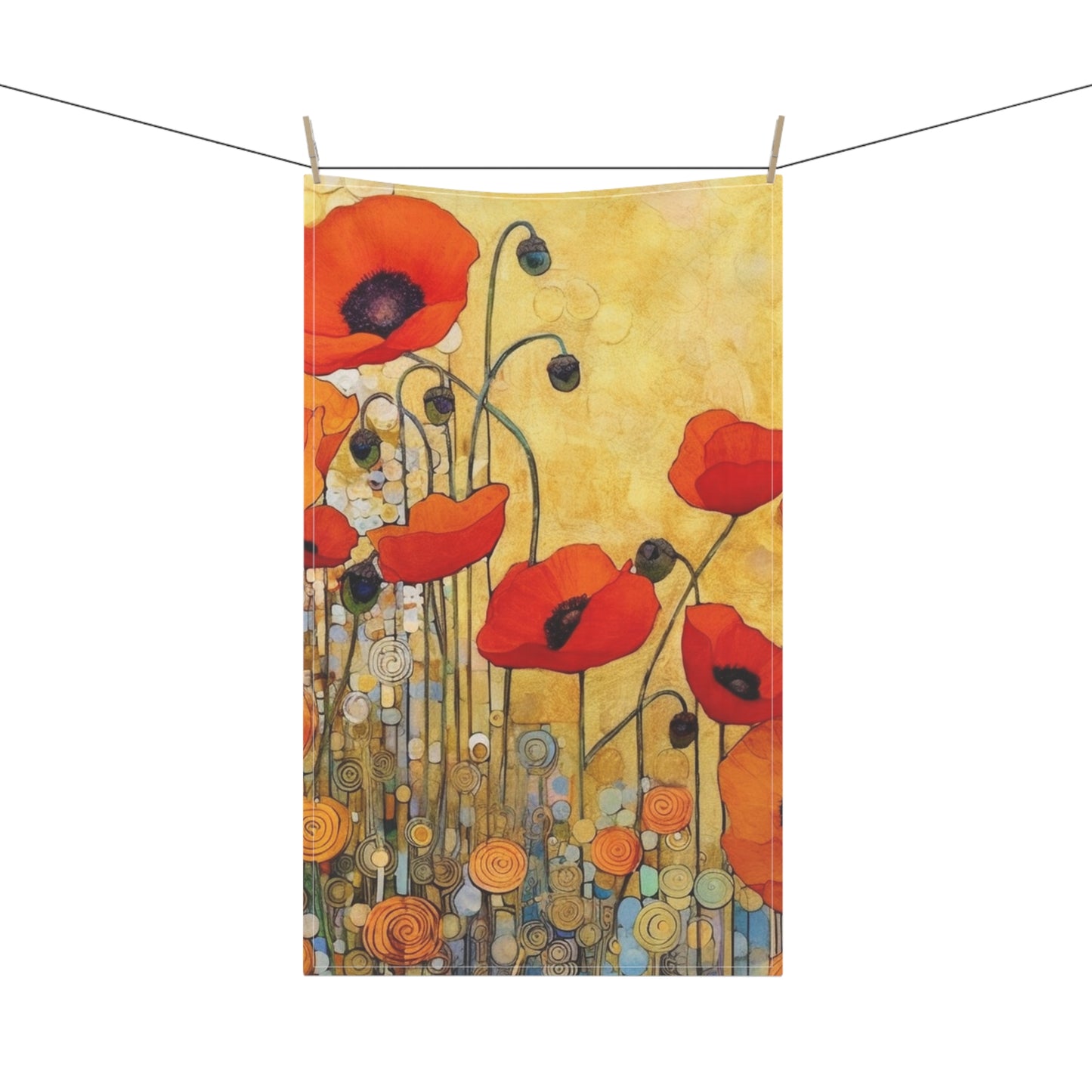 Kitchen Towel Adorned with Gustav Klimt's Poppies
