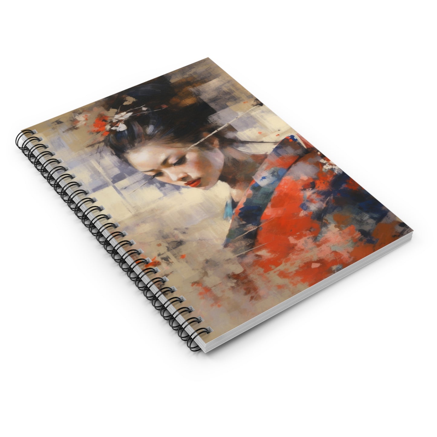 Japanese-Inspired Abstract Oil Painting Spiral Notebook