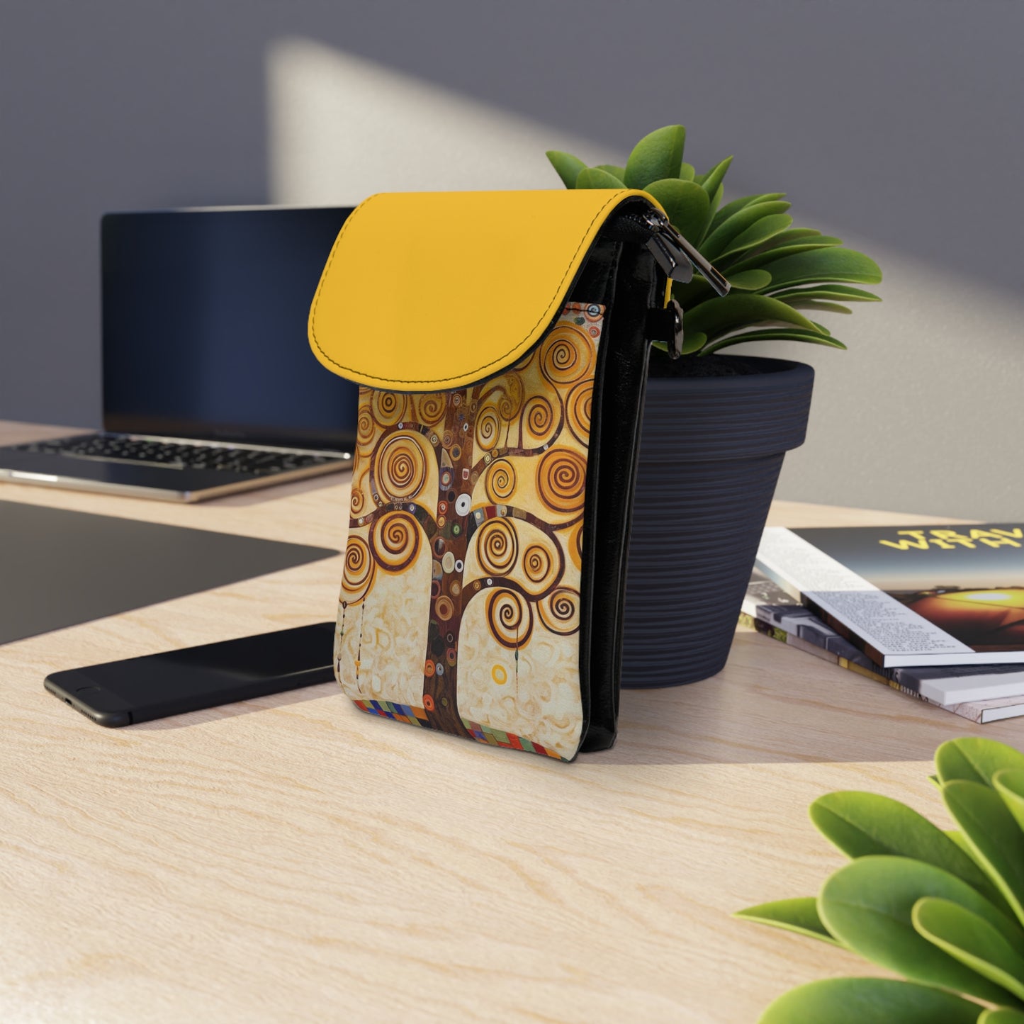 Captivating Artistry: The Tree of Life Small Cell Phone Wallet, Inspired by Gustav Klimt's Timeless Masterpiece