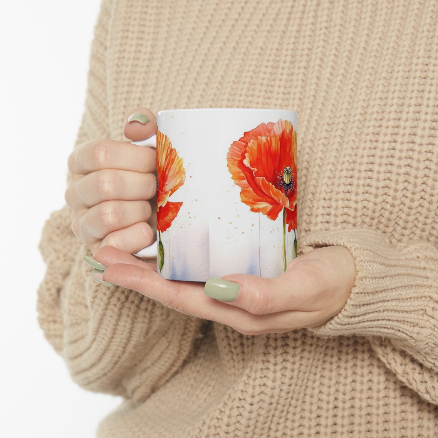 Indulge in Artistic Sips with Watercolor Flower Drawings Ceramic Mug