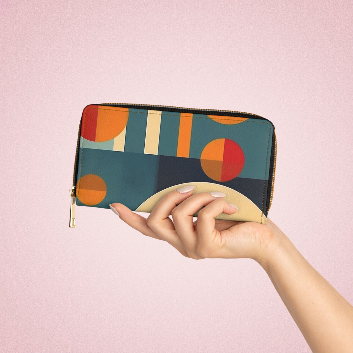 Geometric Midcentury Modern Zipper Wallet