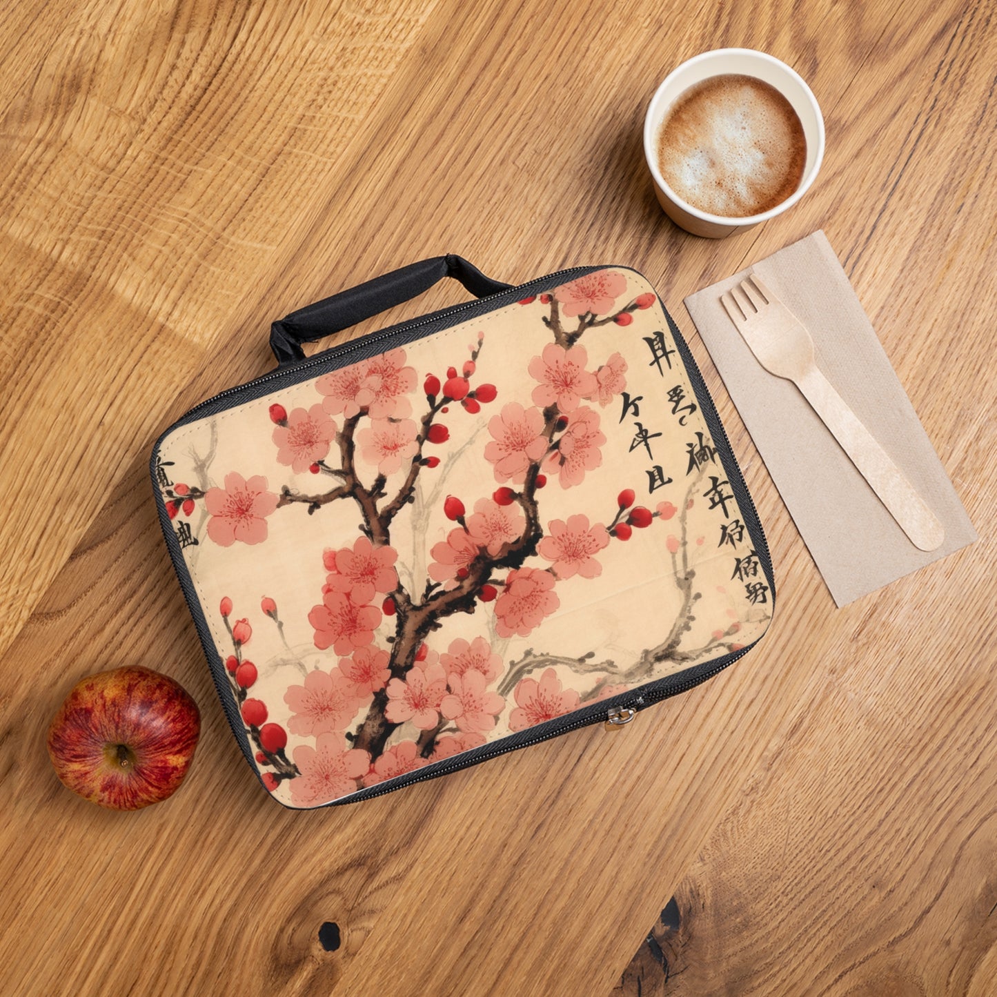 Floral Fusion: Lunch Bag Merging Cherry Blossom Beauty and Artistic Flower Drawings